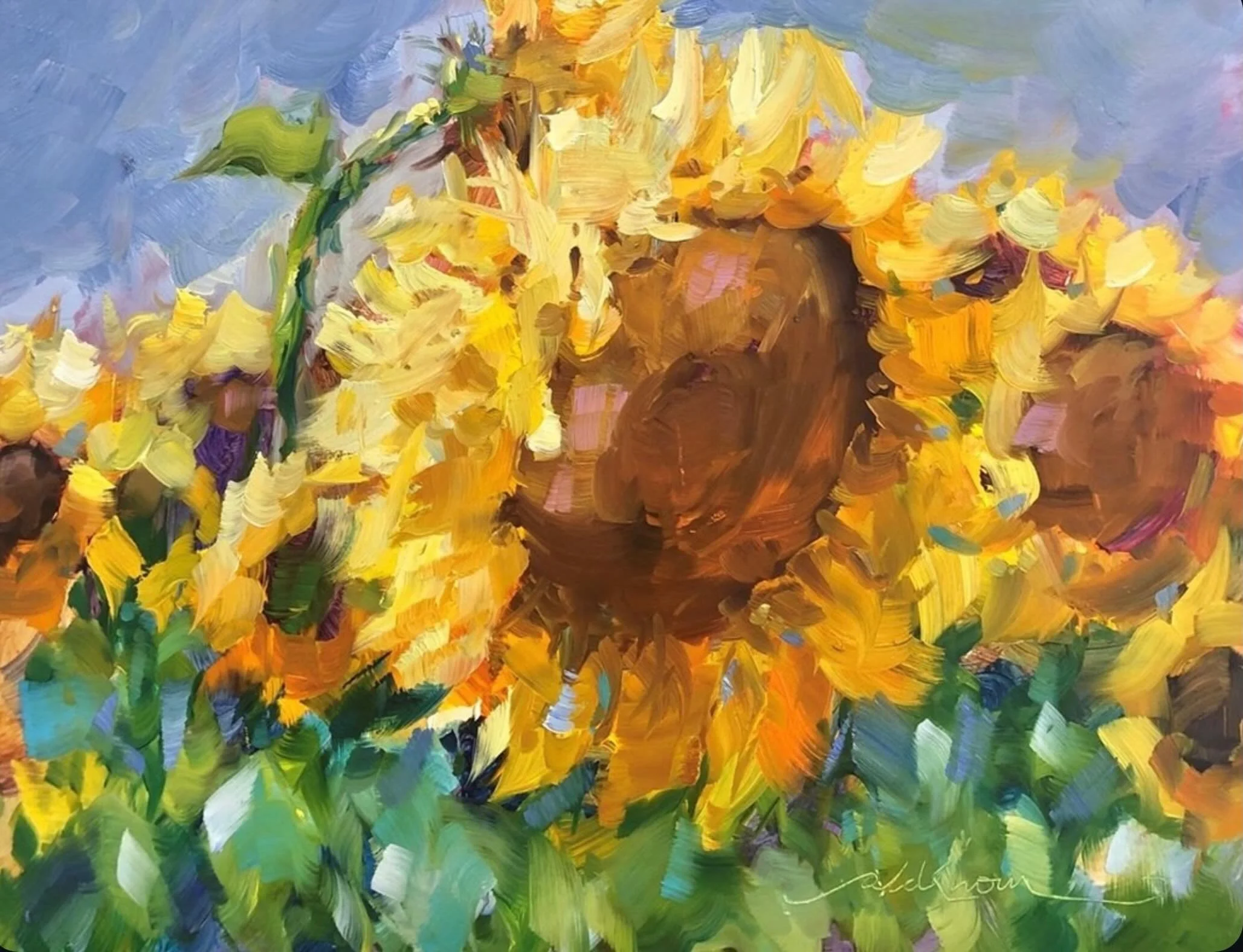 🌞 = 🌻🌻🌻🌻 = 😁 👩&zwj;🎨 🎨
It turns out I CAN do maths 🤣

#oilpainting #gardenpainting  #impressionistpainting derbyshireartist #paintingthelight