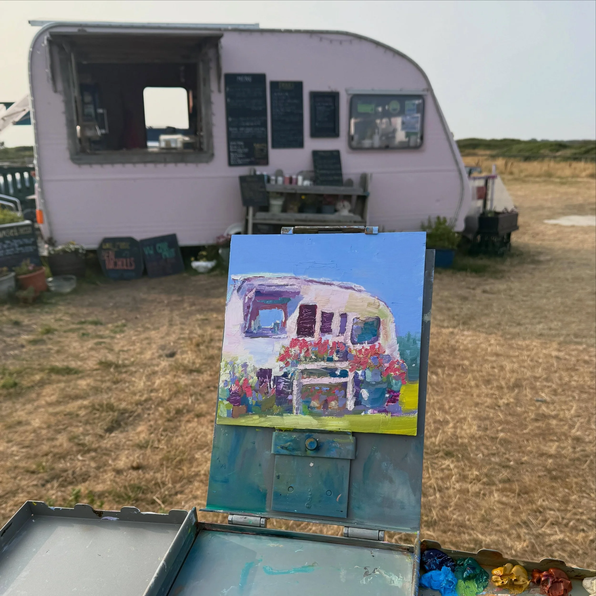 I had a lovely evening painting the cutest food van, @elliessoulkitchen (alongside eating their delicious food!). I&rsquo;m loving the sun, colour and light in Cornwall. I can see why so many artists gravitated here, and indeed still do. One of my fa