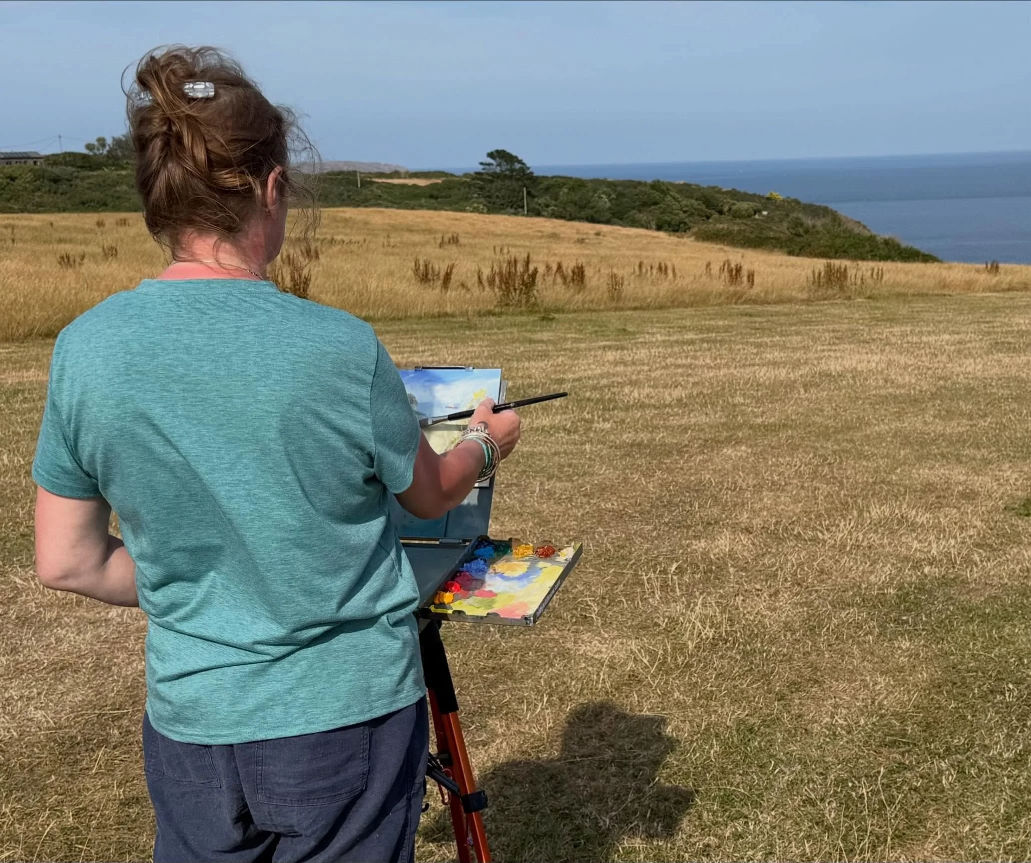 A spot of coastal landscape painting this afternoon in Cornwall, on the Lizard Peninsula - lots of sea, sky and parched grass!

#pleinairpainting #pleinairpainter #coastalpainting #paintingthesea #cornwall