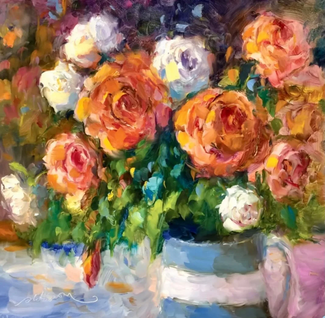This oil painting, painted from life in my studio, is now available to purchase from my online shop.

🎨 'Roses in a Cornishware mug', oil on 12x12" museum quality @ampersand_art panel 

Link in bio and in my stories now.

#stilllife #artforsale