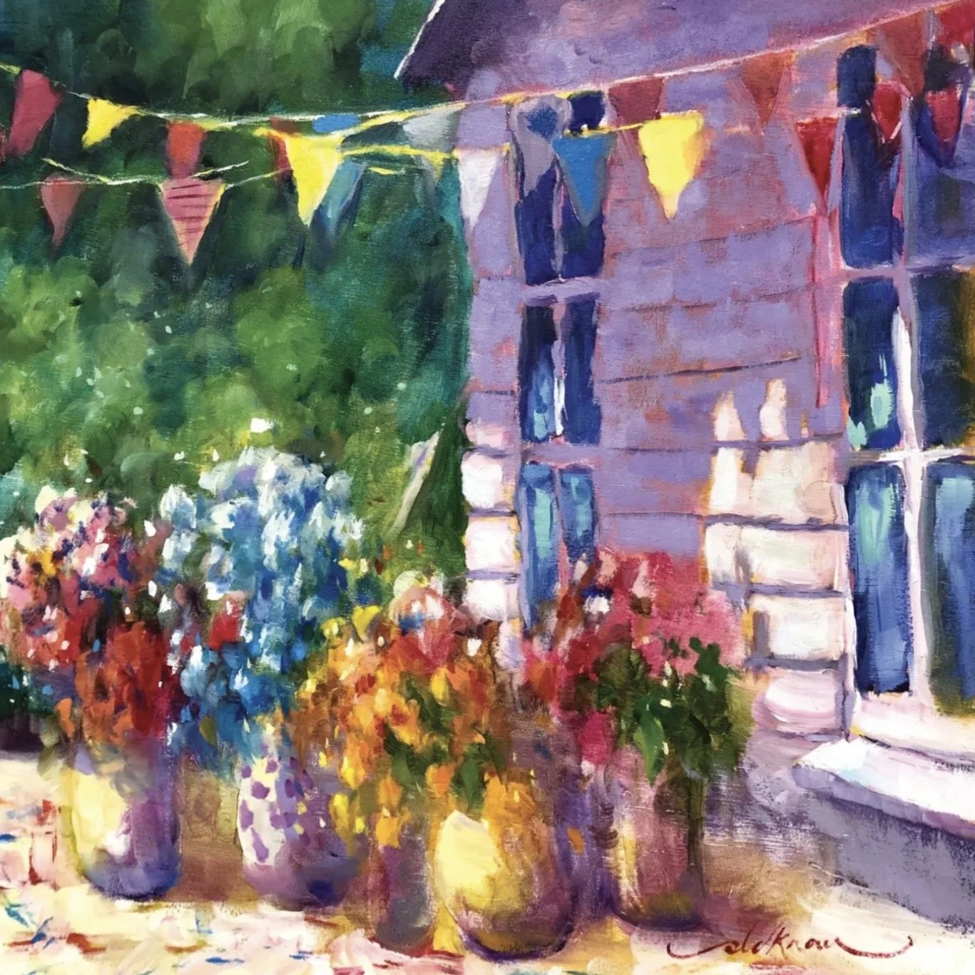  Garden party • oil on 12 x 12" board • sold
