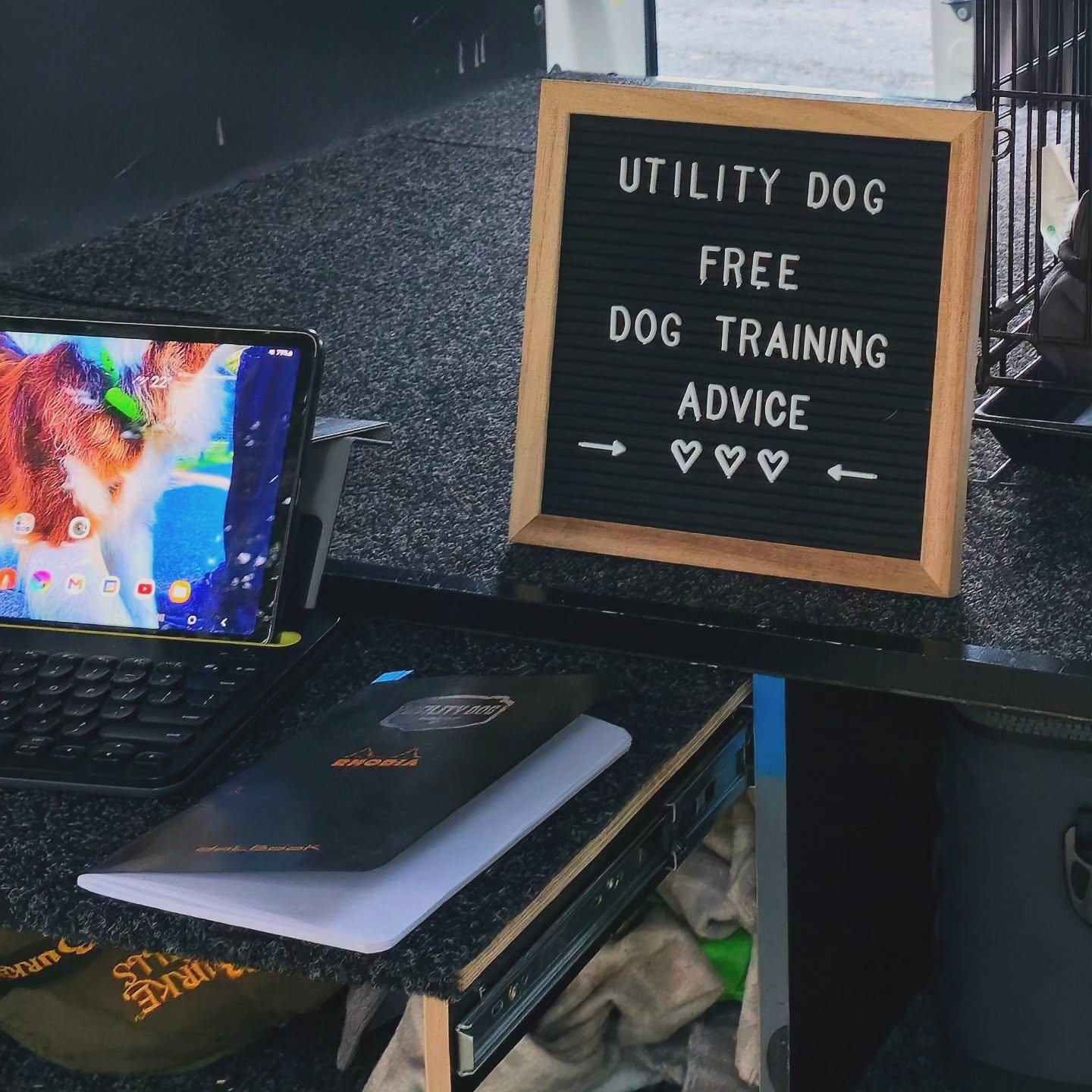 Kitted out with drawers, all my training gear and tea &amp; coffee making facilities the van is finally good enough to put dogs in! 

Zee and I just had an epic training session , sent some emails, spoke to some nice people and we even had a little d