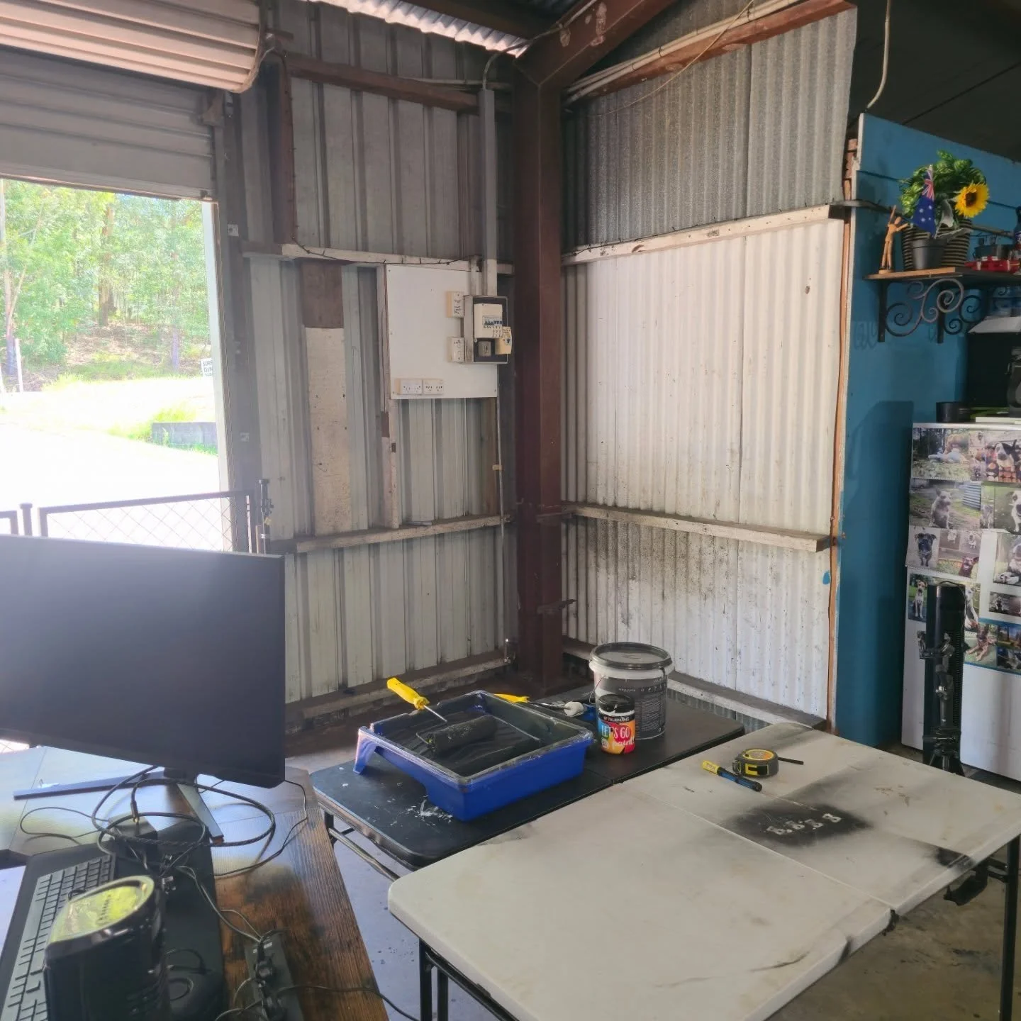 From old dirty shed to slightly cleaner old shed. 
Office is now set up and ready to go!