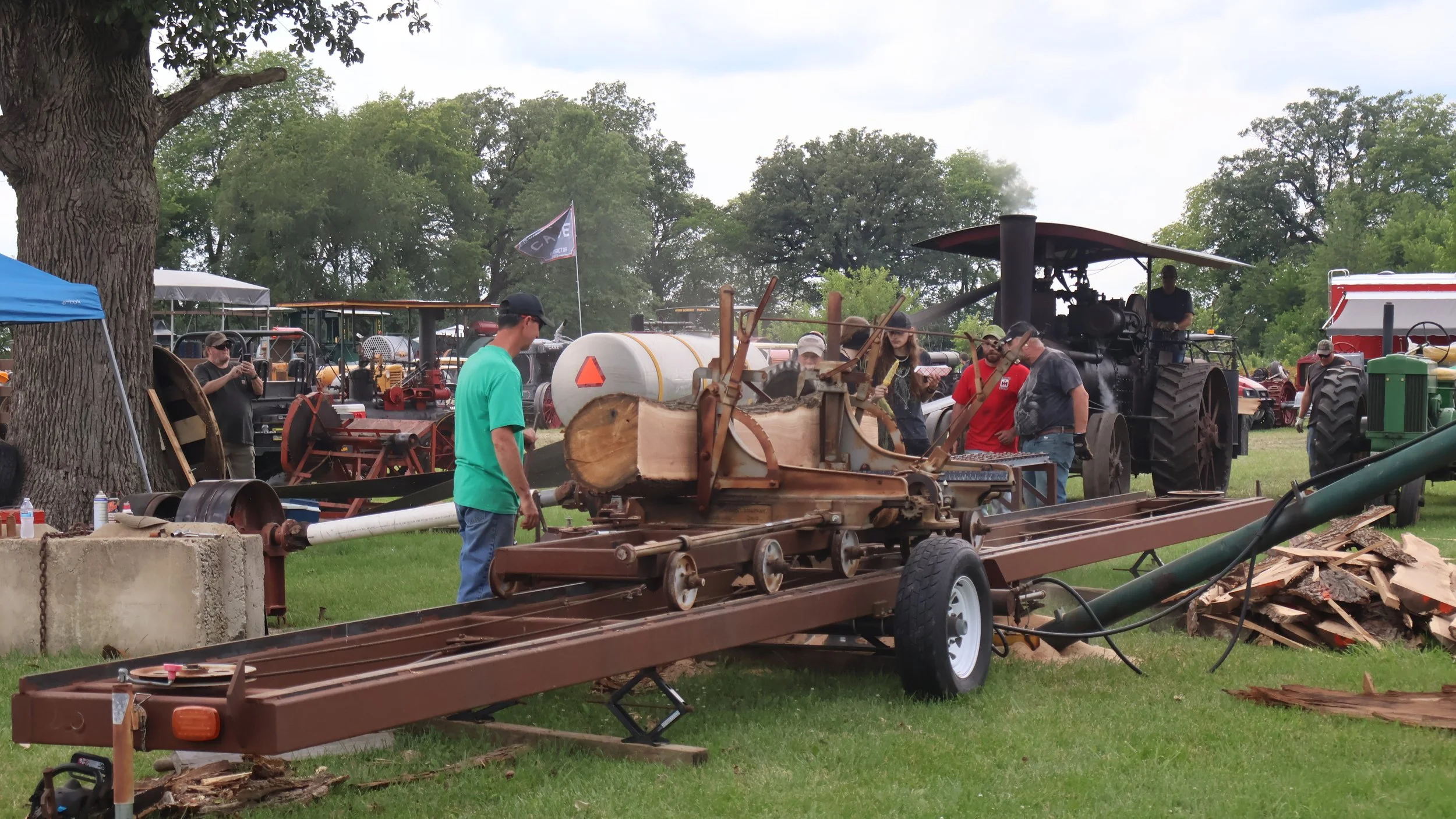 WCTA 19HP Port Huron Longfellow Steam Engine owned by the late Neal Drummer (Lamoille) powering the sawmill