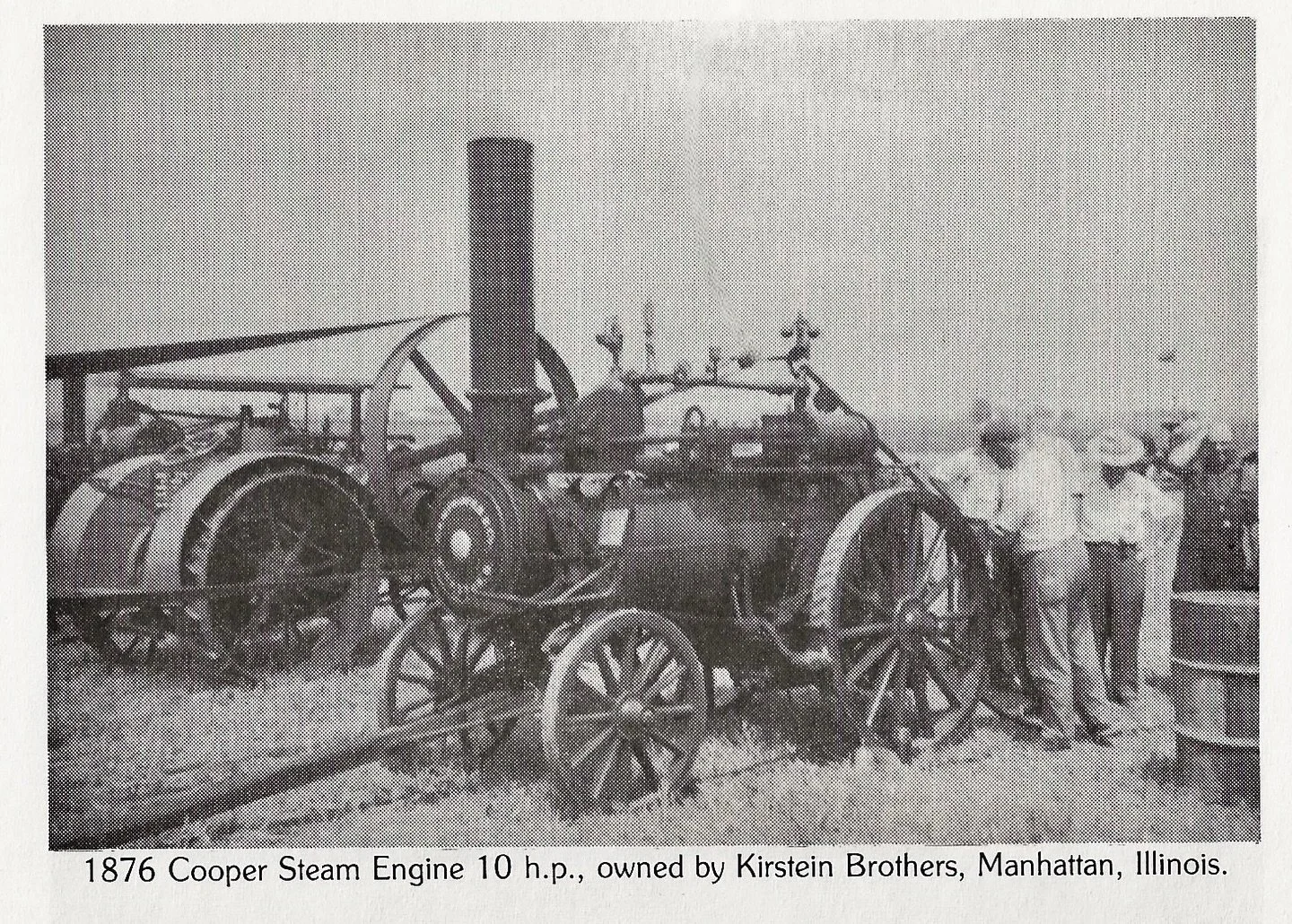 Flashback to a 10HP 1876 Cooper Steam Engine. This image is from our second Annual Show Book and at the time the steam engine was owned by the Kirstein brothers of Manhattan, IL. 
#willcountythresh #coopersteamengine #steamengine #farmshow #antiquetr