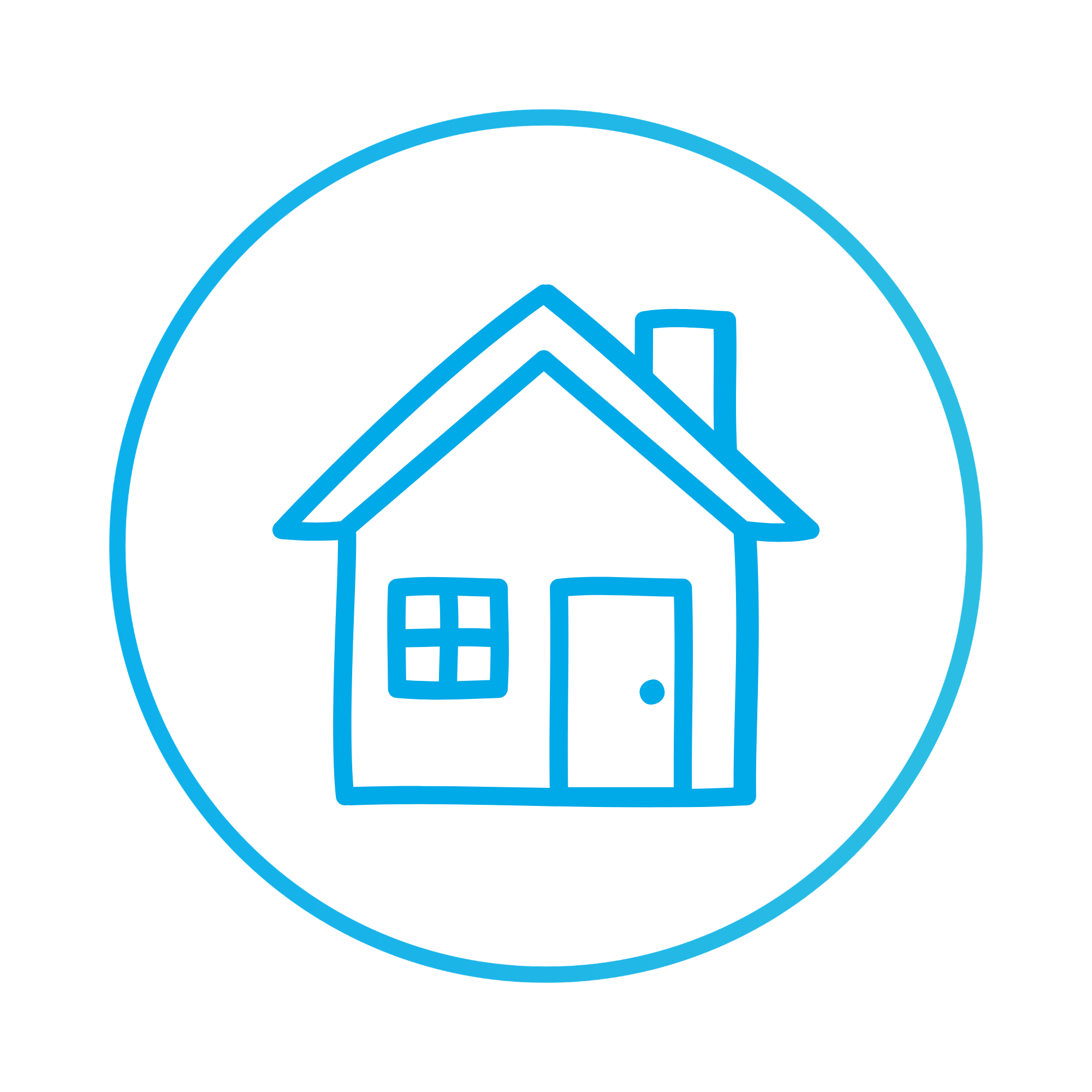 Blue icon with an arrow pointing upwards inside a circle.
