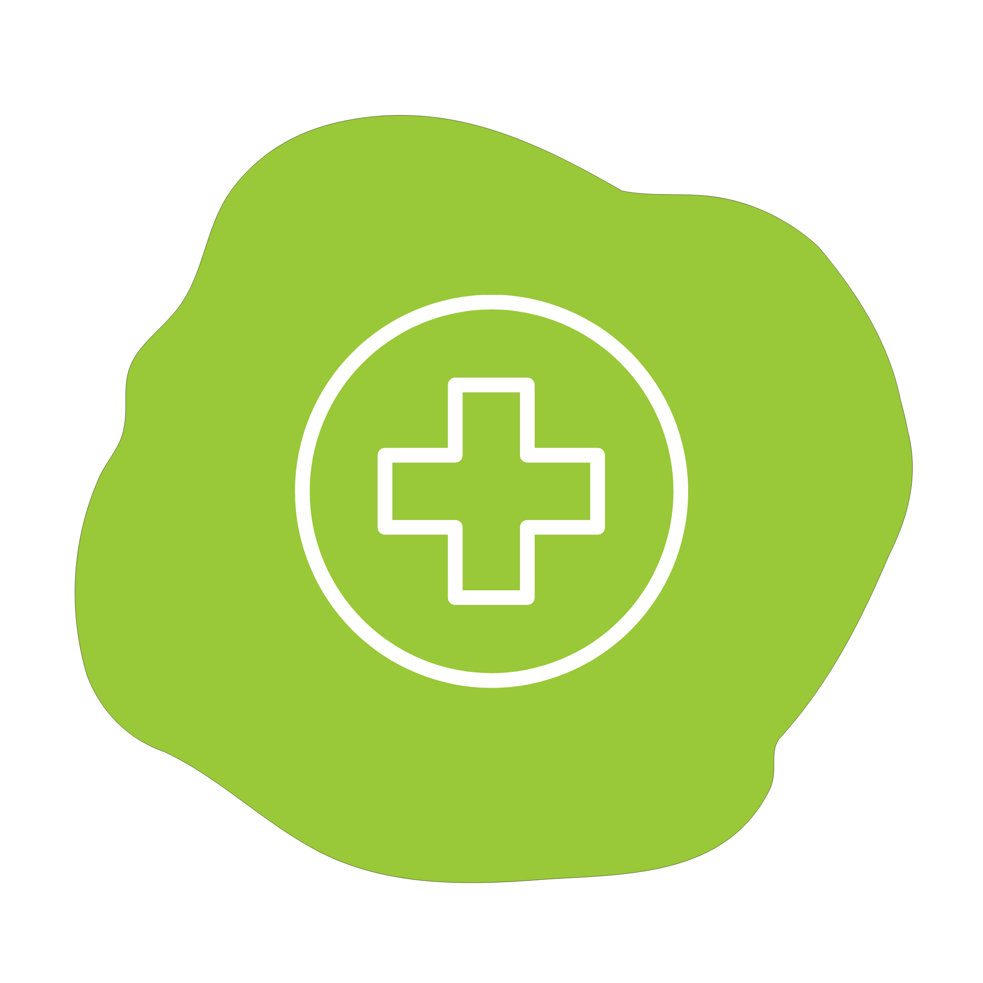 Green first aid kit icon with a white cross in the center.