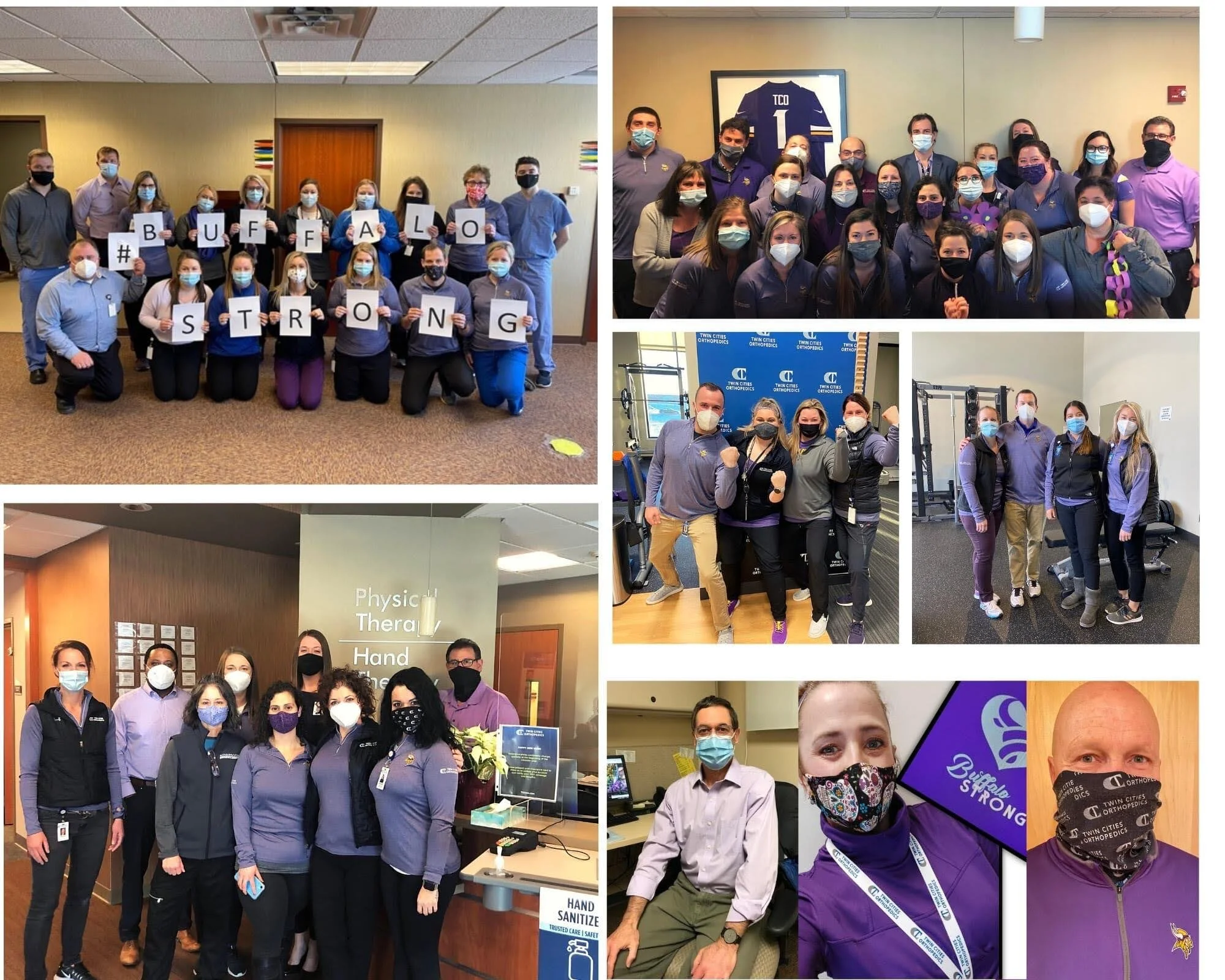 Many of the members at Twin Cities Orthopedics showing their support for Buffalo.