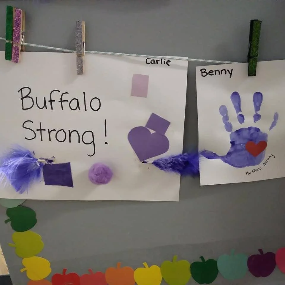 The kids in Preschool 4 & 5 at Kids Haven loved showing their love & support for the community today!