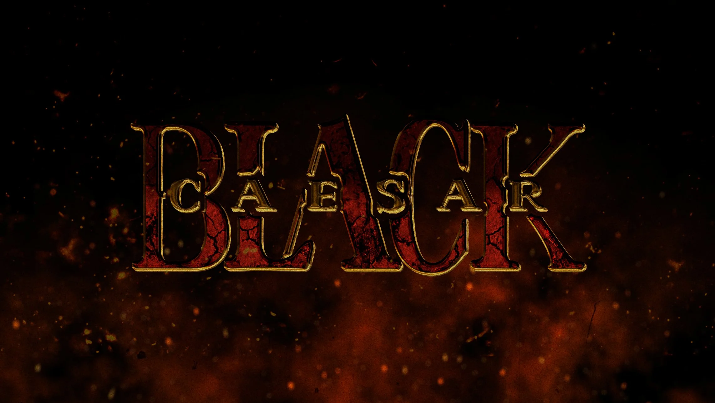 Text reads 'Black Caesar' in gold and red with fiery effects in the background