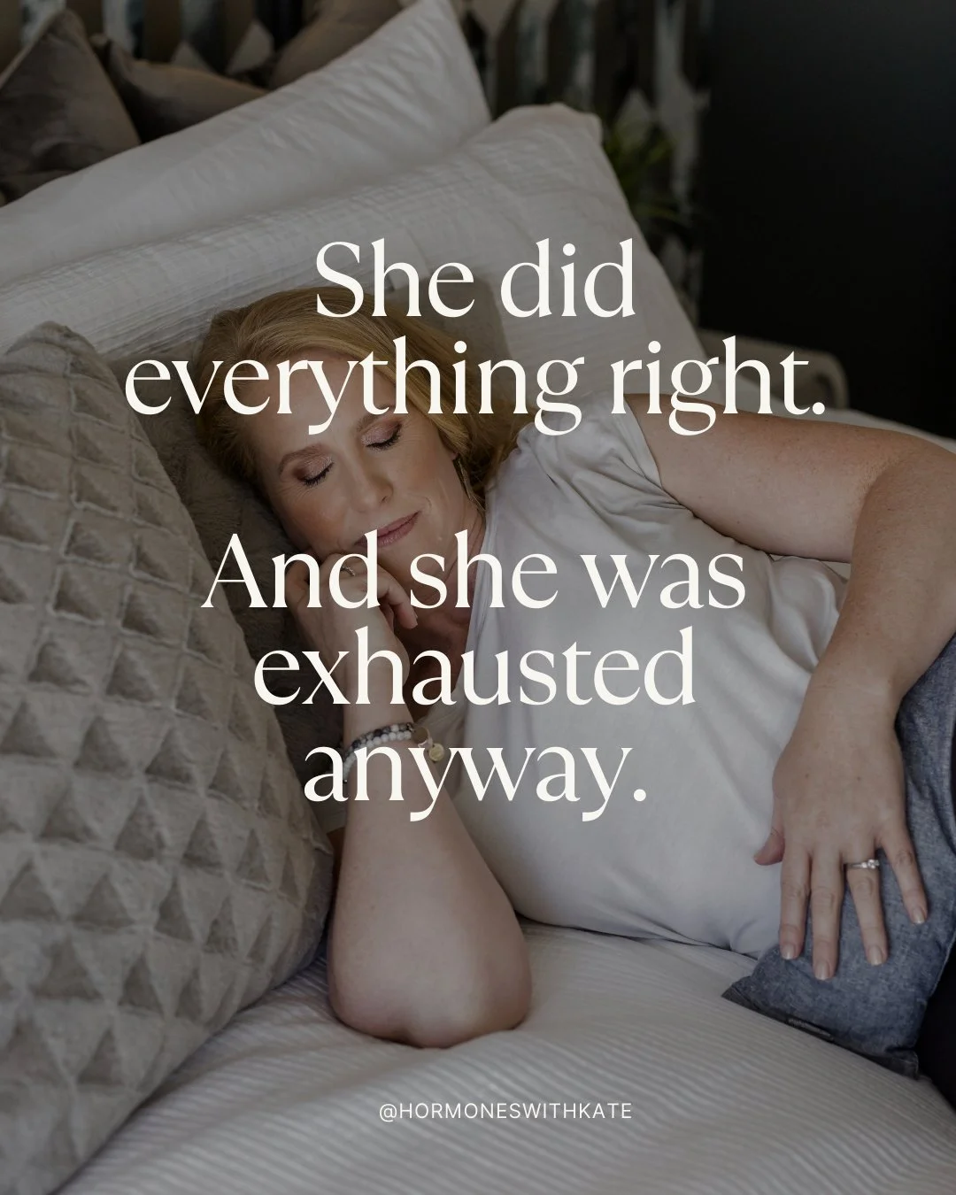 She did everything right. And she was exhausted anyway.
 
The supplements. The yoga. The sleep hygiene. The green juice. And she was still waking up tired, still depleted by 3pm, still wondering what was wrong with her.
 
Nothing was wrong with her. 
