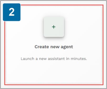 Screenshot depicts the callout 2 Create New Agent button.