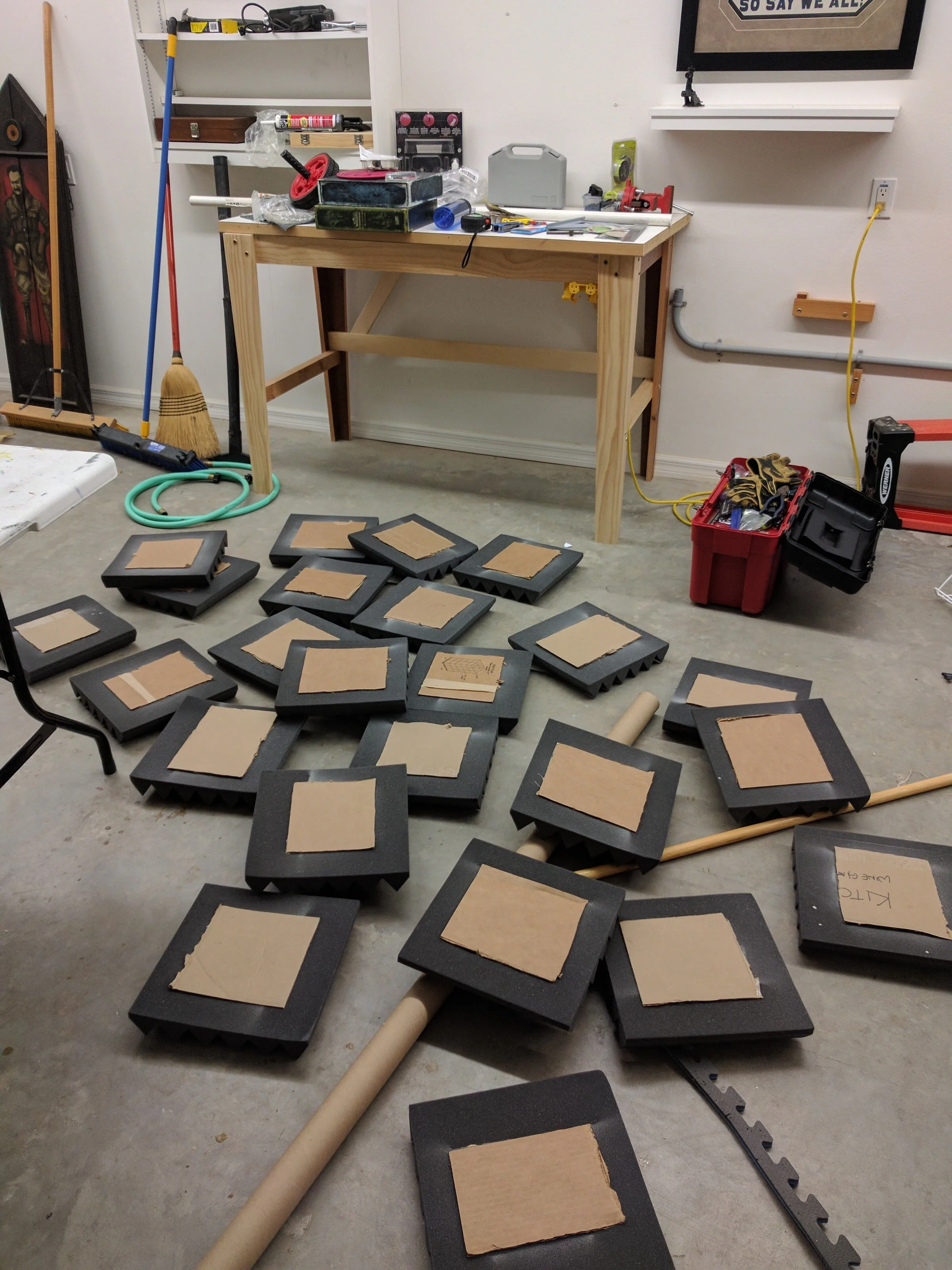 Attach spray and adhere cardboard 24 times.