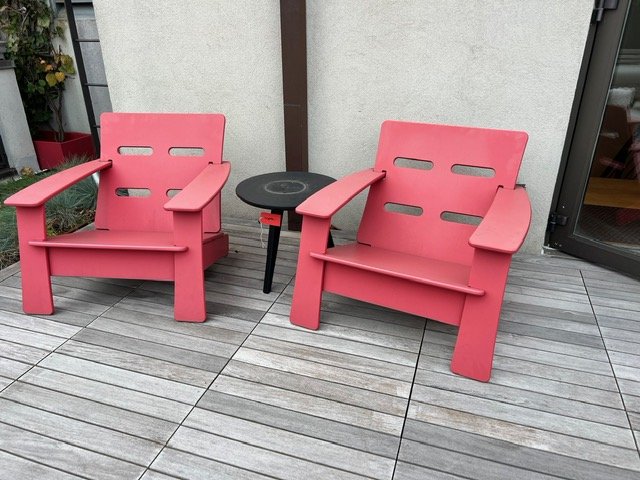 Pair Resin Adirondeck Chairs 