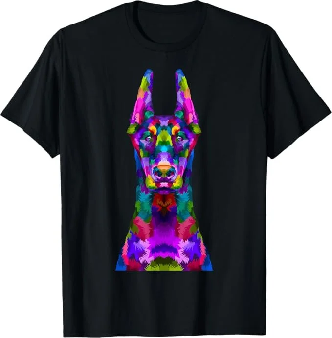 Dobie Doberman Pop Art Portrait For Dog Owners T-Shirt,Black,Small