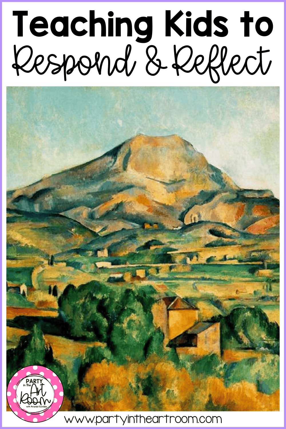 Public domain painting Mont Sainte-Victoire by Paul Cézanne showing a grassy, hilly landscape with houses, greenery, a distant mountain, and a blue sky