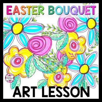 Art Lesson: Easter Bouquet Game | Art Sub Plans Christian Art Project
