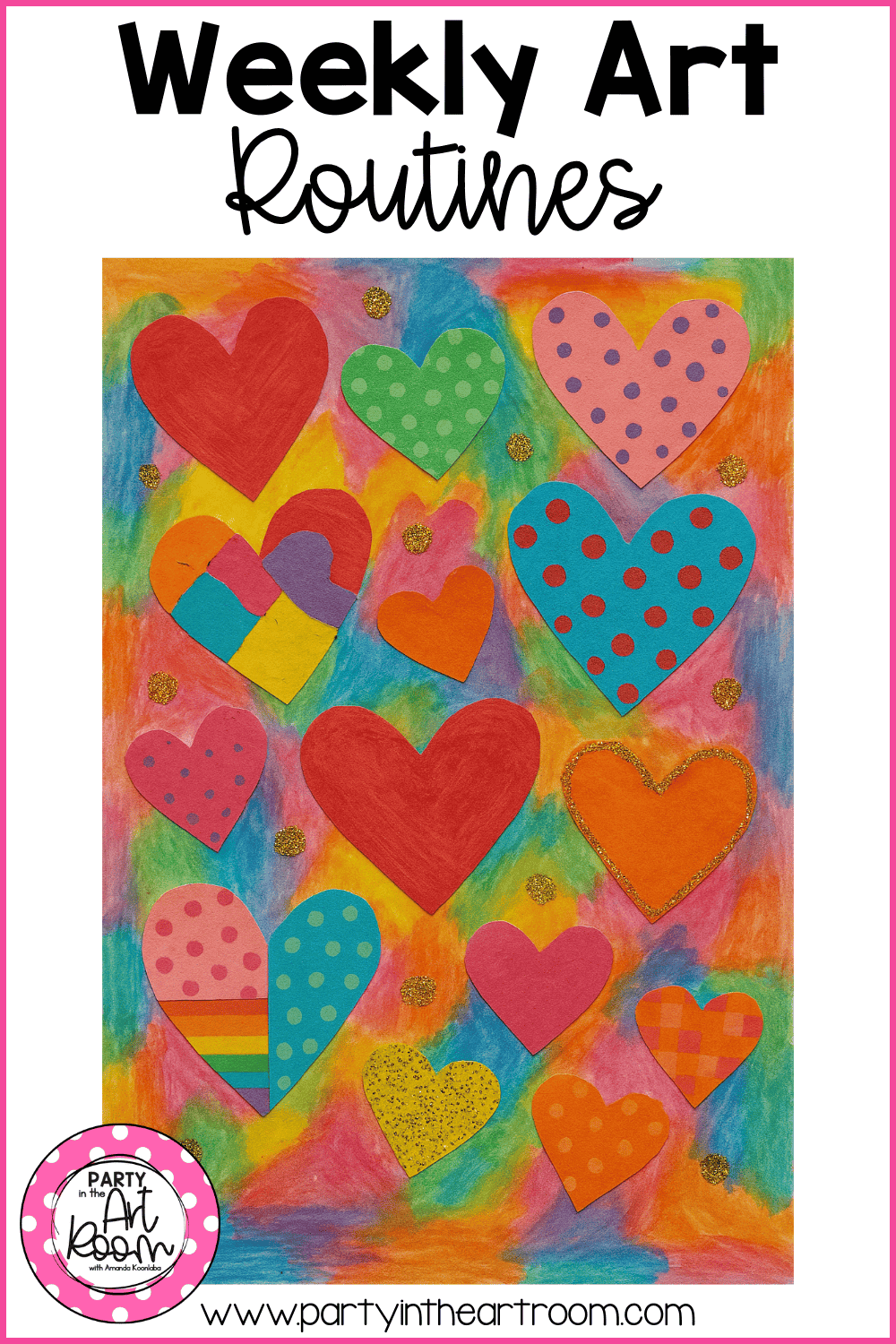 Colorful heart patterns filling the page, showing how open-ended art supports creativity without pressure or rigid outcomes.