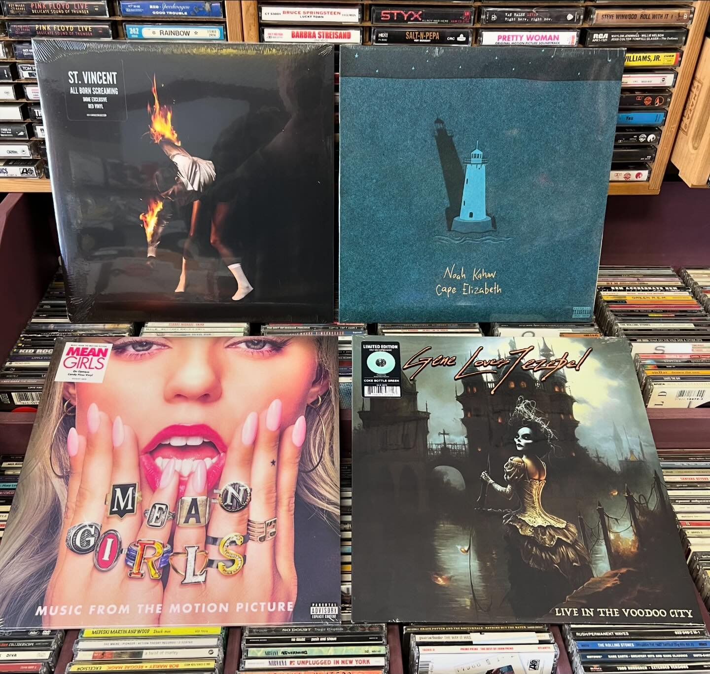 Some of today&rsquo;s new arrivals - here till 7pm tonight. #neilyoungandcrazyhorse #billyidol #meangirls #noahkahan #genelovesjezebel #stvincent #defleppard #pearljam #indierecordstore #localrecordstore #shopsmall #supportsmallbusiness