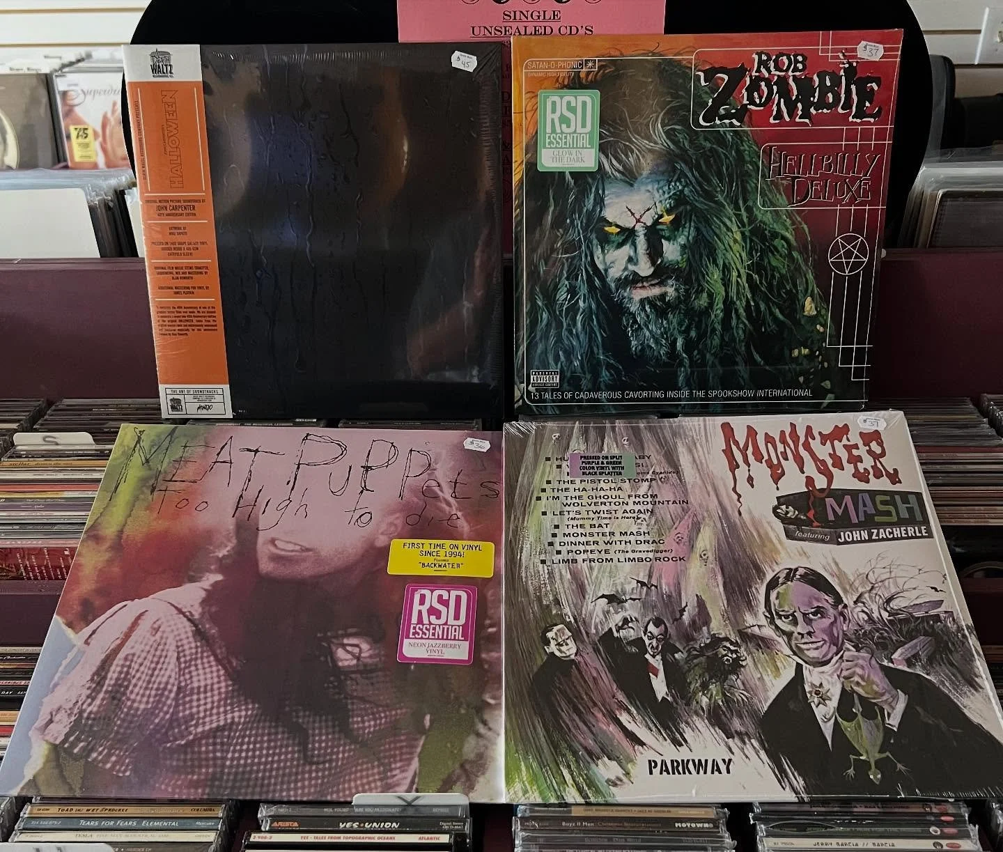 New Arrivals for today - lots of cool new releases - spooky season is in full swing! @robzombieofficial Glow in the Dark vinyl! Big reissue of the Meat Puppets , as well as new @dojacat @robertplantofficial @rksbandofficial - and 1 copy of the reissu