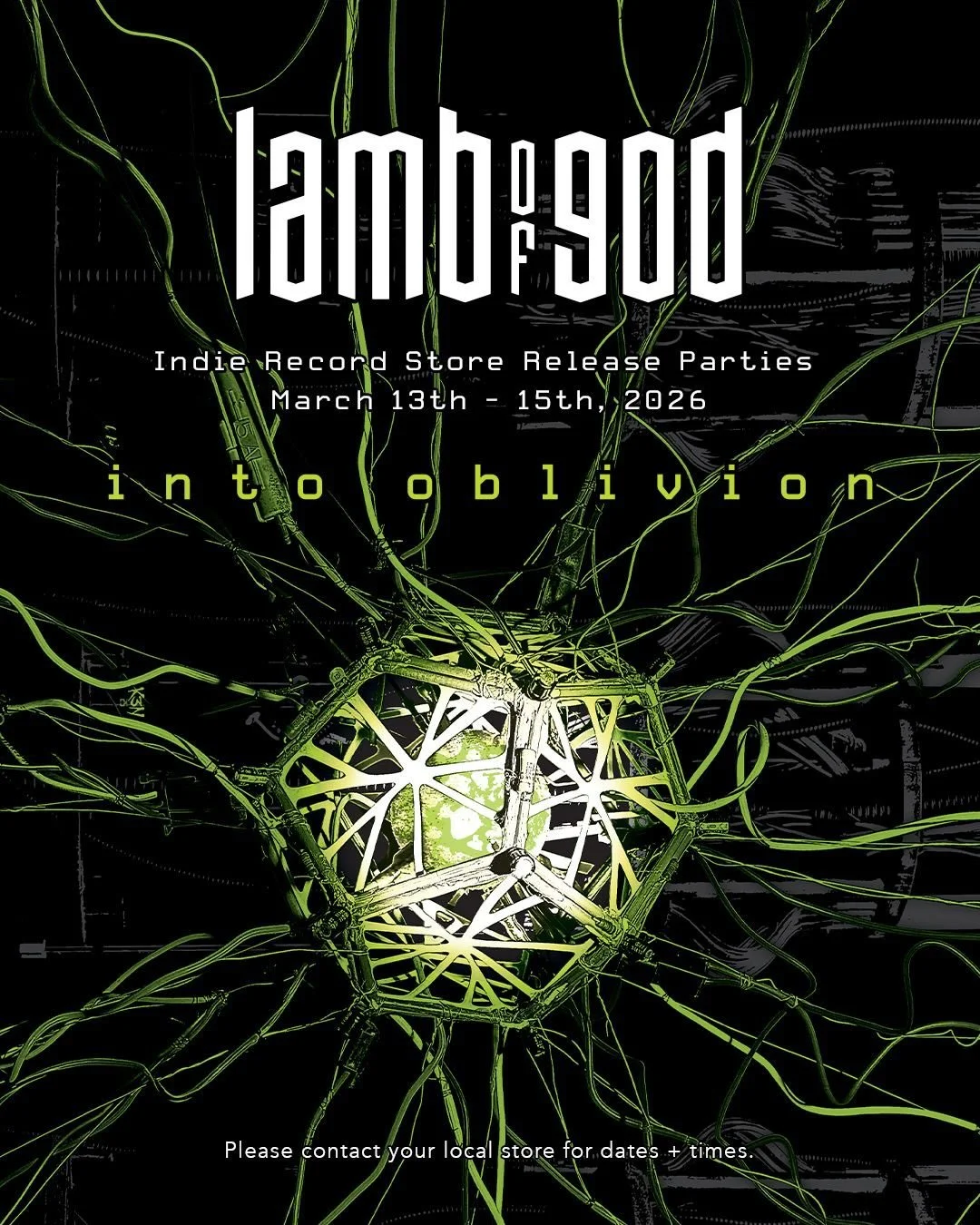 Join us on Friday, March 13 at 6pm - as we celebrate and listen to the new @lambofgod release &ldquo;Into Oblivion &ldquo; which drops the same day. We anticipate some type of promo items, but at this time we have no further details. #listentogether 