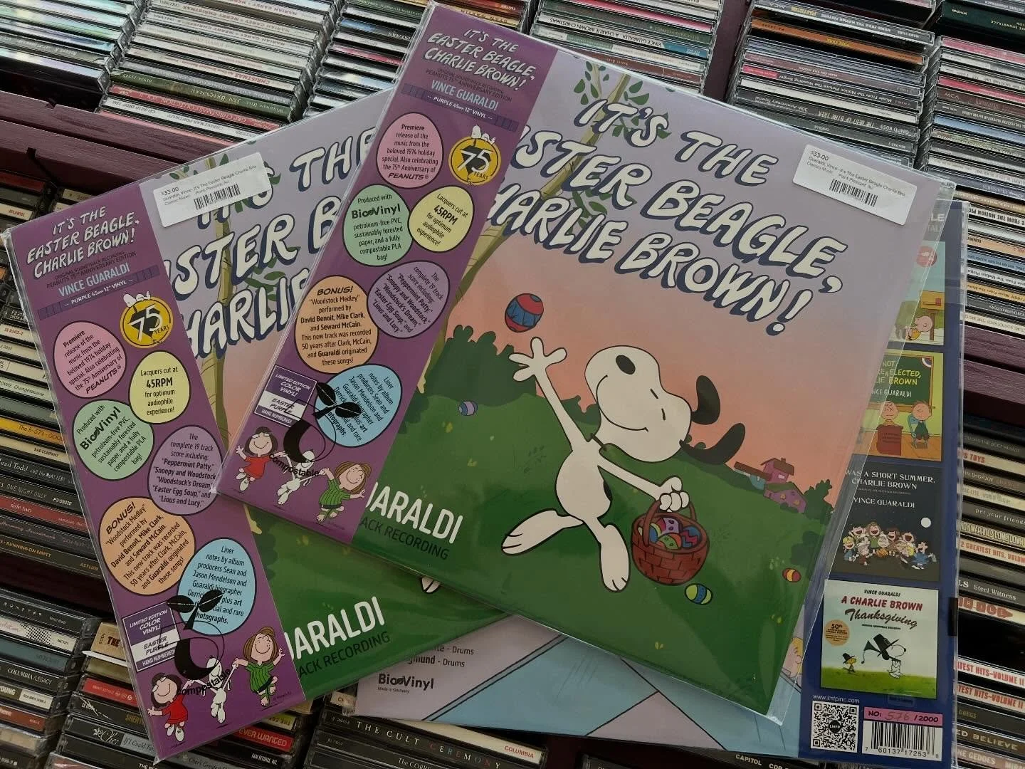 The Easter Beagle is coming this weekend! We only have a few copies left of this limited run of 12,000 - each one is numbered and we have some low numbers. Hop on over and grab your copy! @peanutsmovie @vinceguaraldimusic #easterbeagle #peanuts #vinc