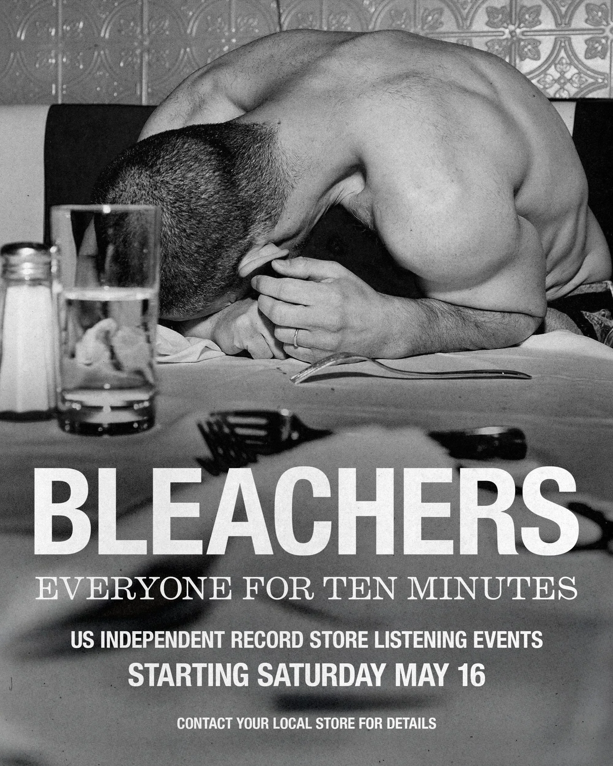 Join us on Saturday, May 16th @ 5pm, for an advance listening event for the new @bleachersmusic release &ldquo;Everyone For Ten Minutes&rdquo;. The album drops on May 22nd. We will have limited amounts of giveaways and a special grand prize - as alwa