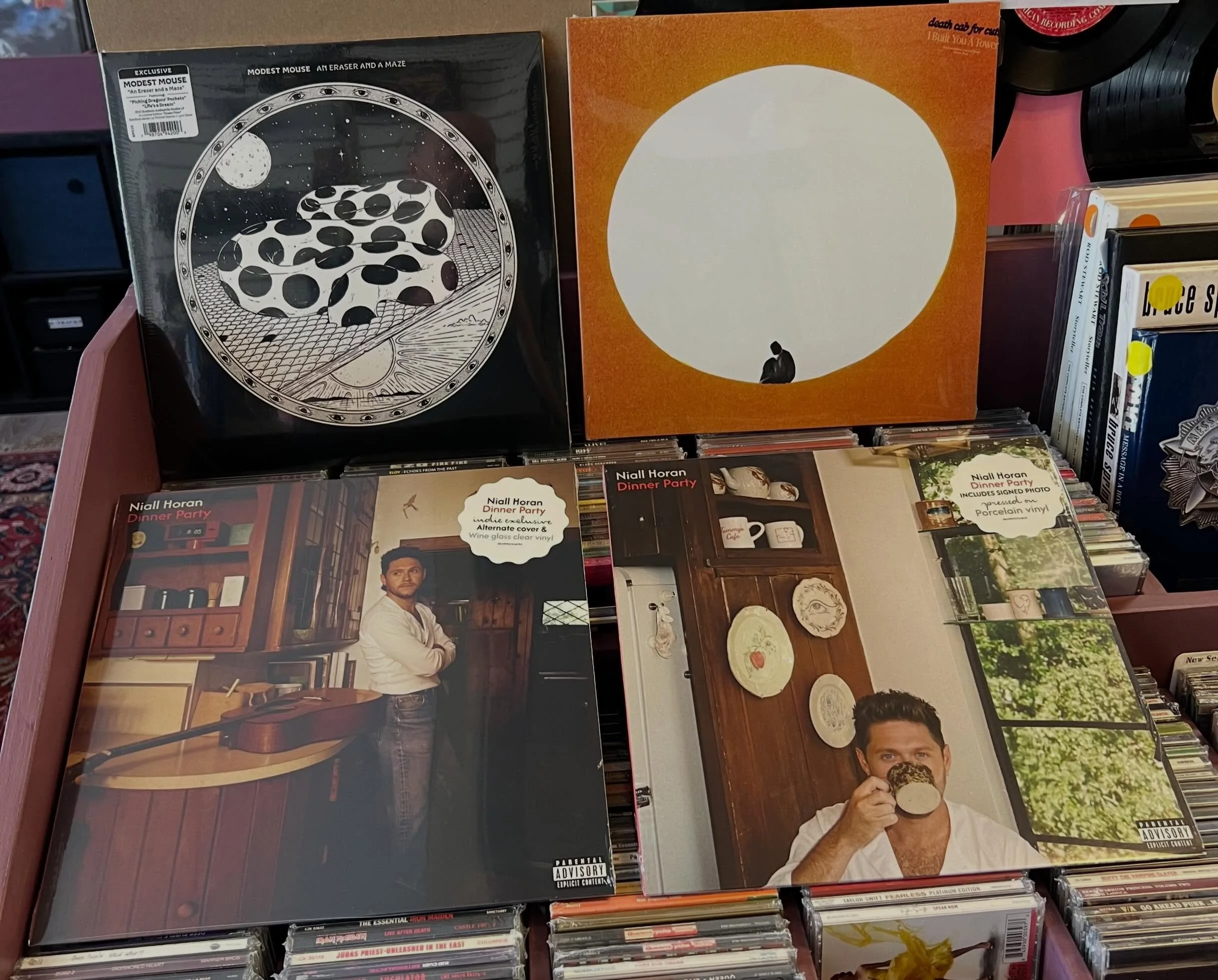 Happy Friday! Another late arrival day but all did make it today! Including the new @modestmouse @deathcabforcutie - which we are doing a listening for today at 5pm - here till 7pm tonight and all weekend! #indierecordstore #localmusicstore #supportl
