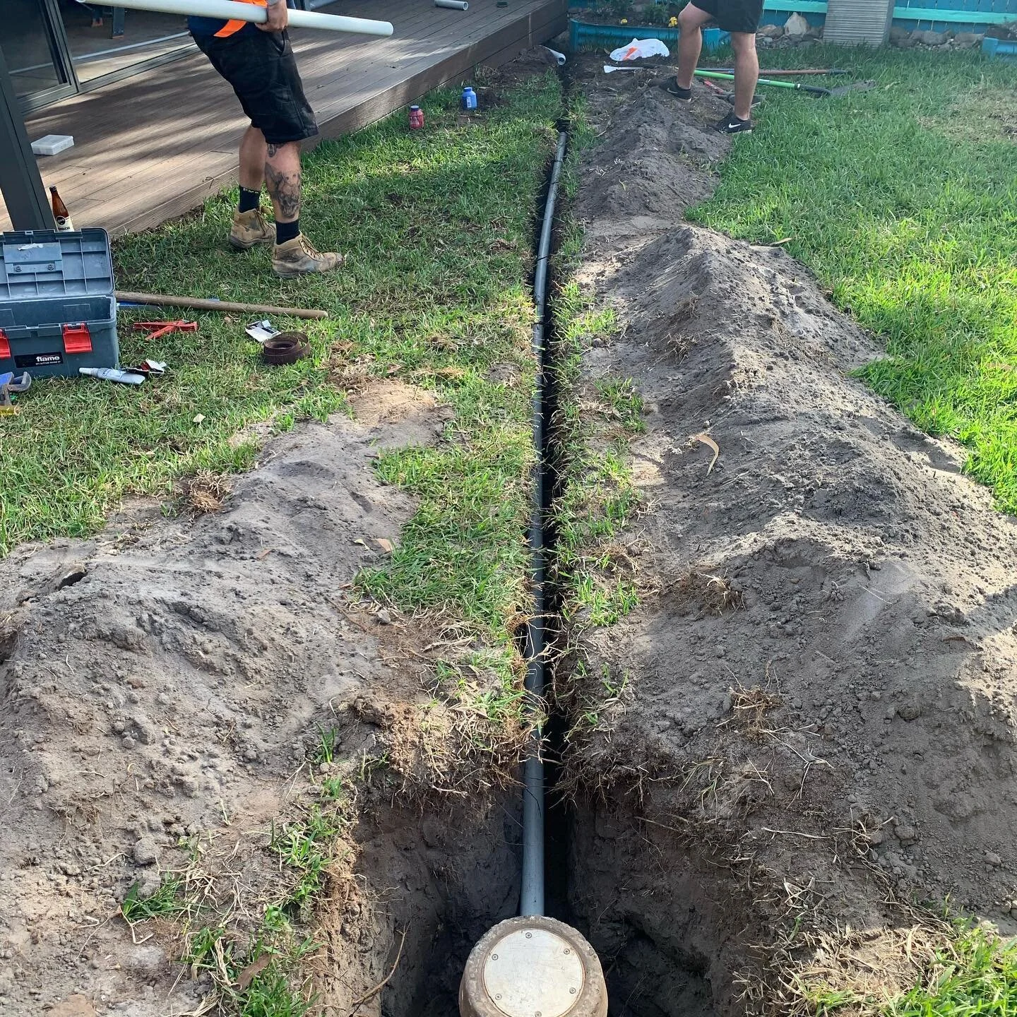 New drainage being installed for an outdoor kitchen at our Pagewood project.