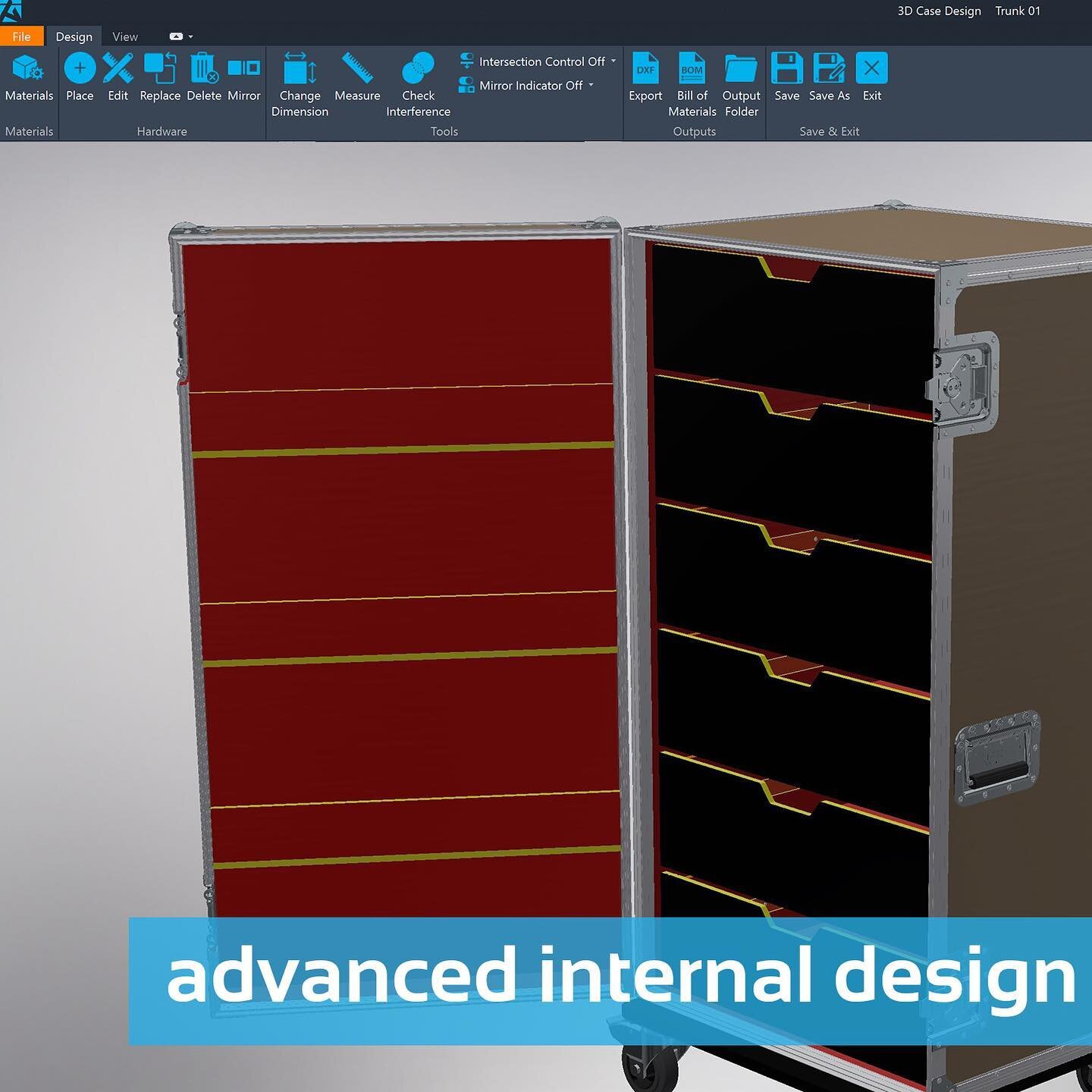 One of the biggest benefits of AutoCase's 3D environment is the ability to get inside the case and customise the internals.
At it's basic level internal foam linings and dividers can be applied, however it is not limited by traditional 2D constraints