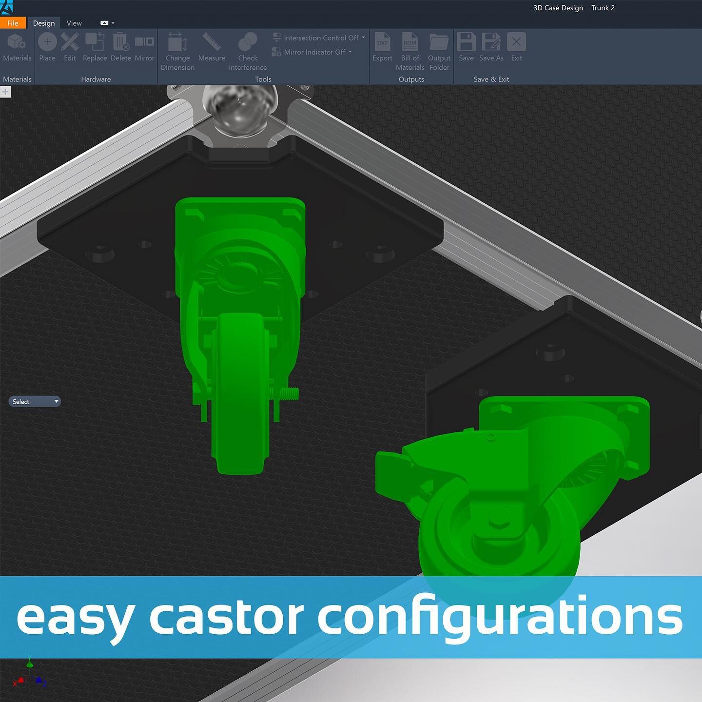 Simple to use castor configurations. Choose from castor kits, castor board strips or full boards. 
.
.
.

.
.
.
#flightcase #flightcases #software #cad #autodesk #autocase #3ddesign