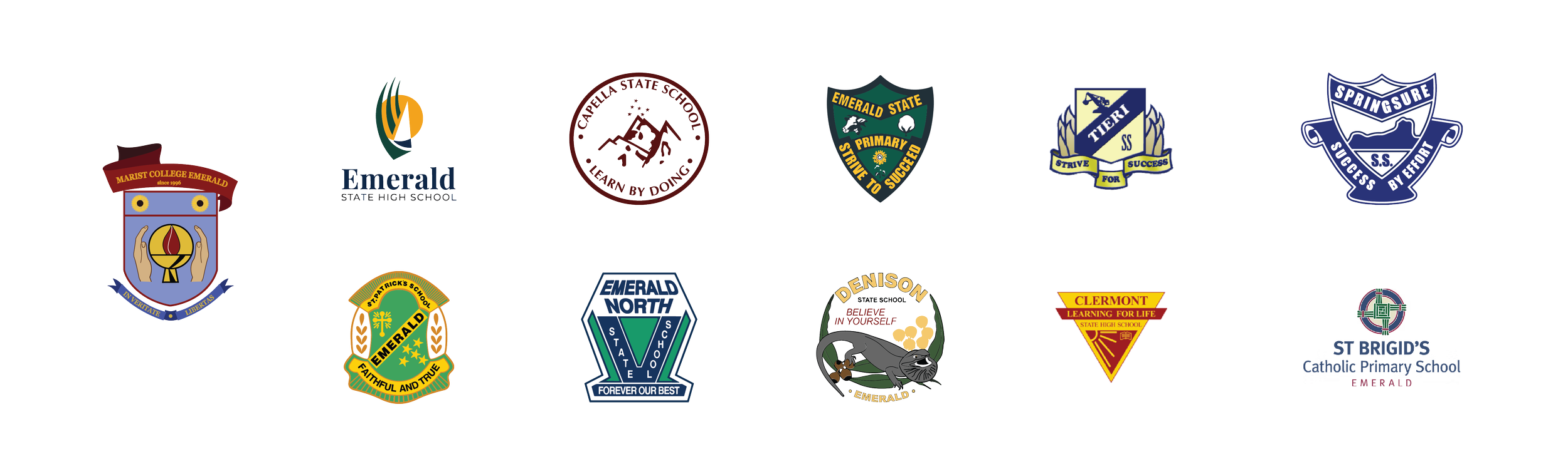 A collection of various partner school logos.
