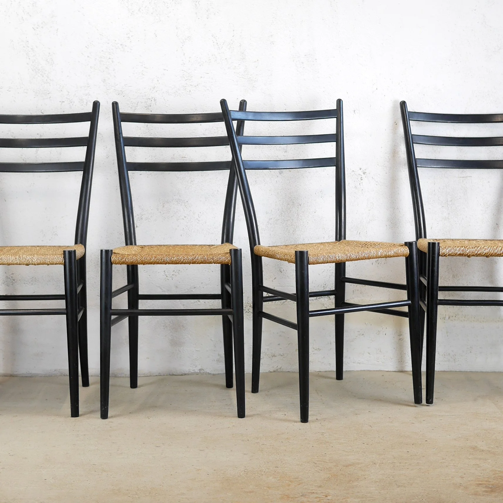 SET 4 MID CENTURY CORD CHAIRS