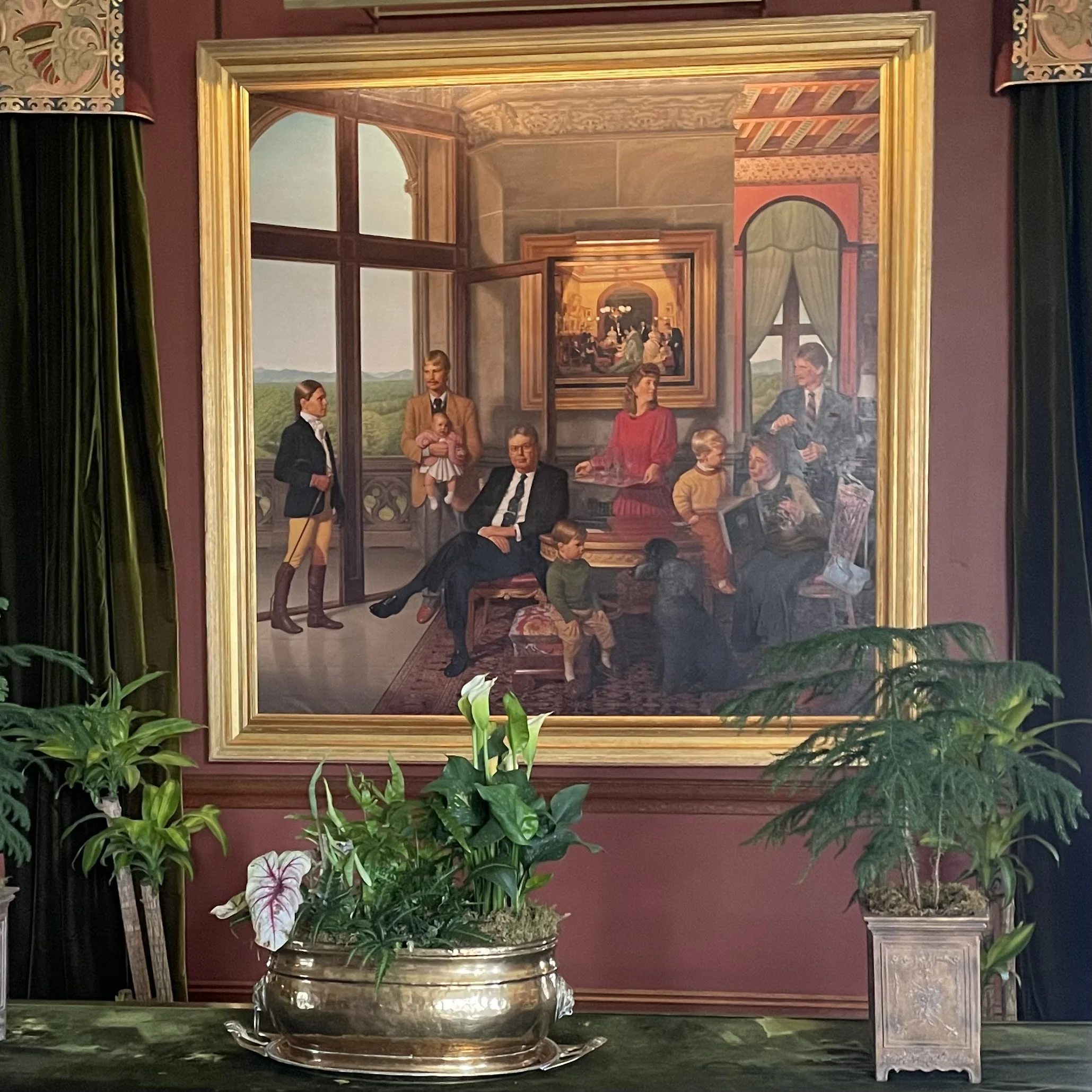 Painting of William A.V. Cecil with wife, children and grandchildren that hangs in the second floor living hall of the Biltmore House in Asheville nc.