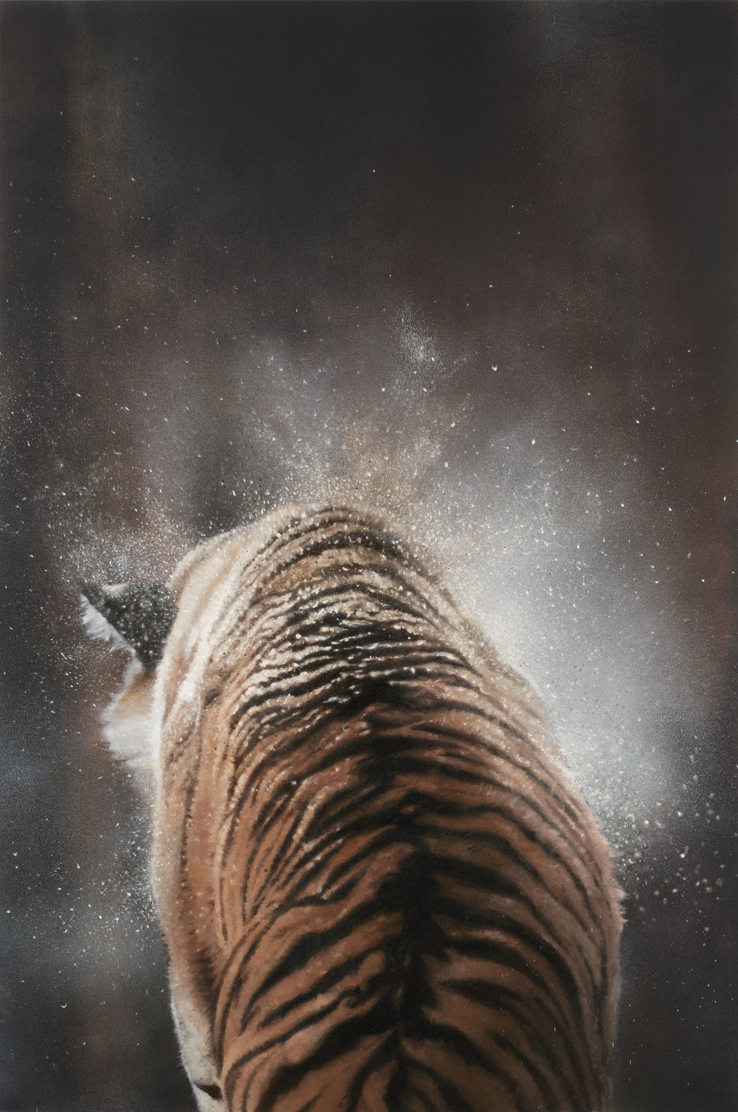   Winter (tiger) , 2016 oil paint on linen mounted on board 72 × 48 inches (183 × 122 cm) 