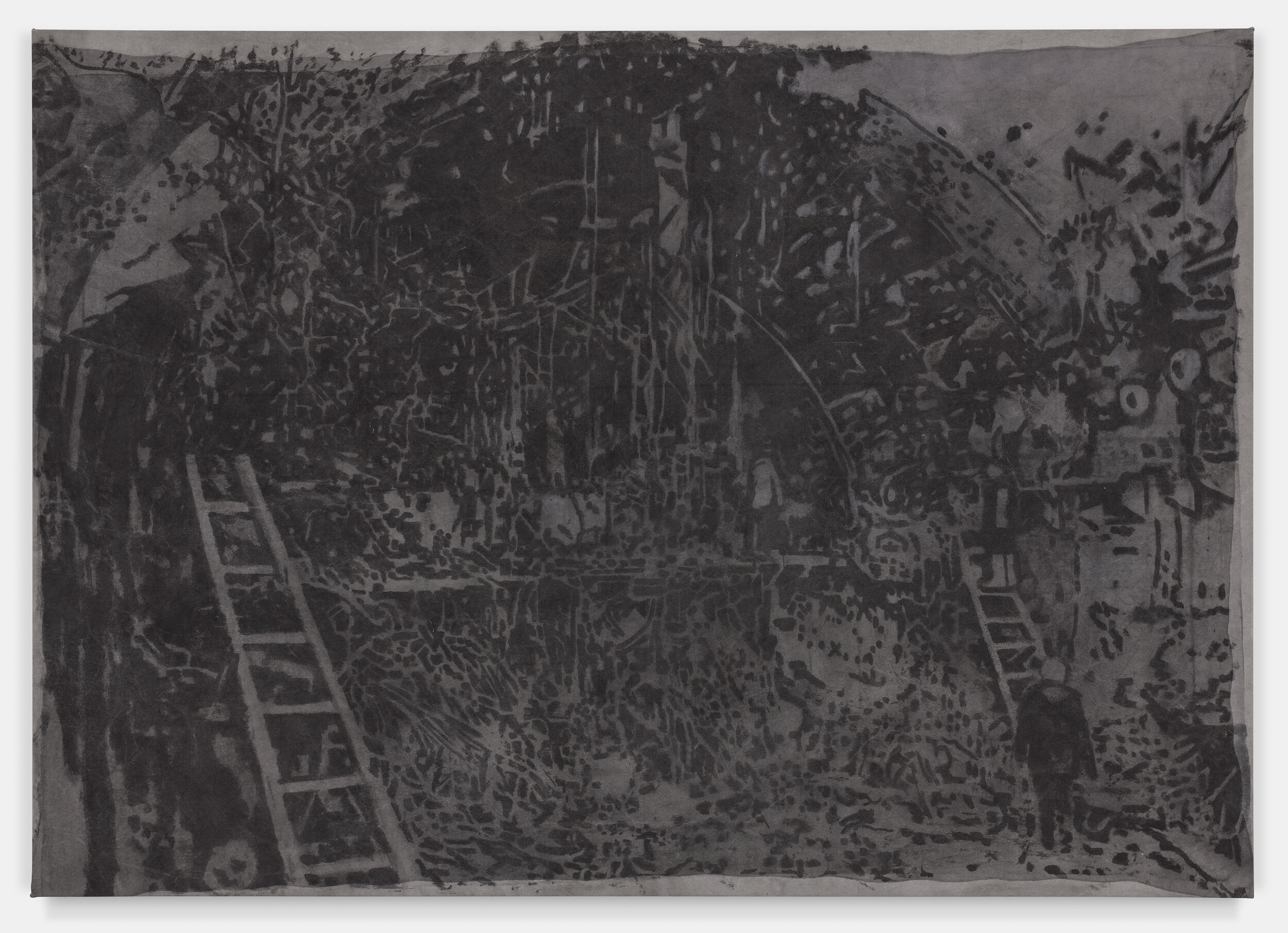   Kursk , 2016 graphite on canvas, exposed to natural elements 53 × 75 inches (135 × 190.5 cm) 