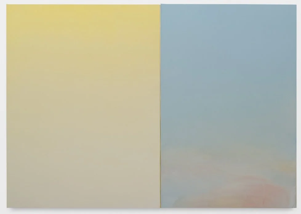   Lightbridge 3: Light/Clouds , 2019 acrylic on canvas with brass plated element 72 × 102 inches (183 × 259 cm) 