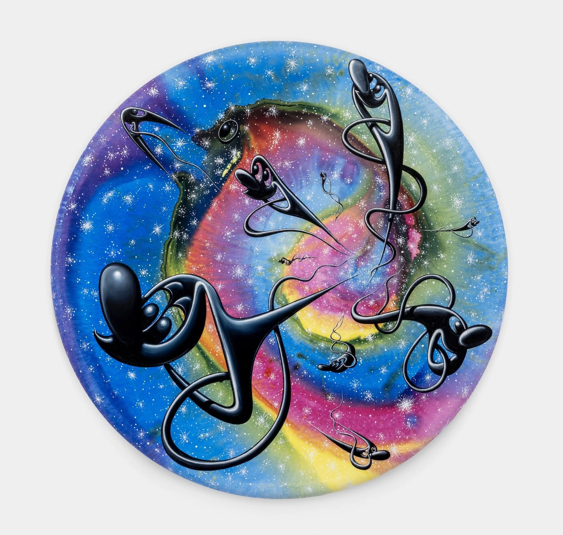   ON THE WAY , 2024 oil and acrylic on canvas 60 inches diameter (ø 152.5 cm) 