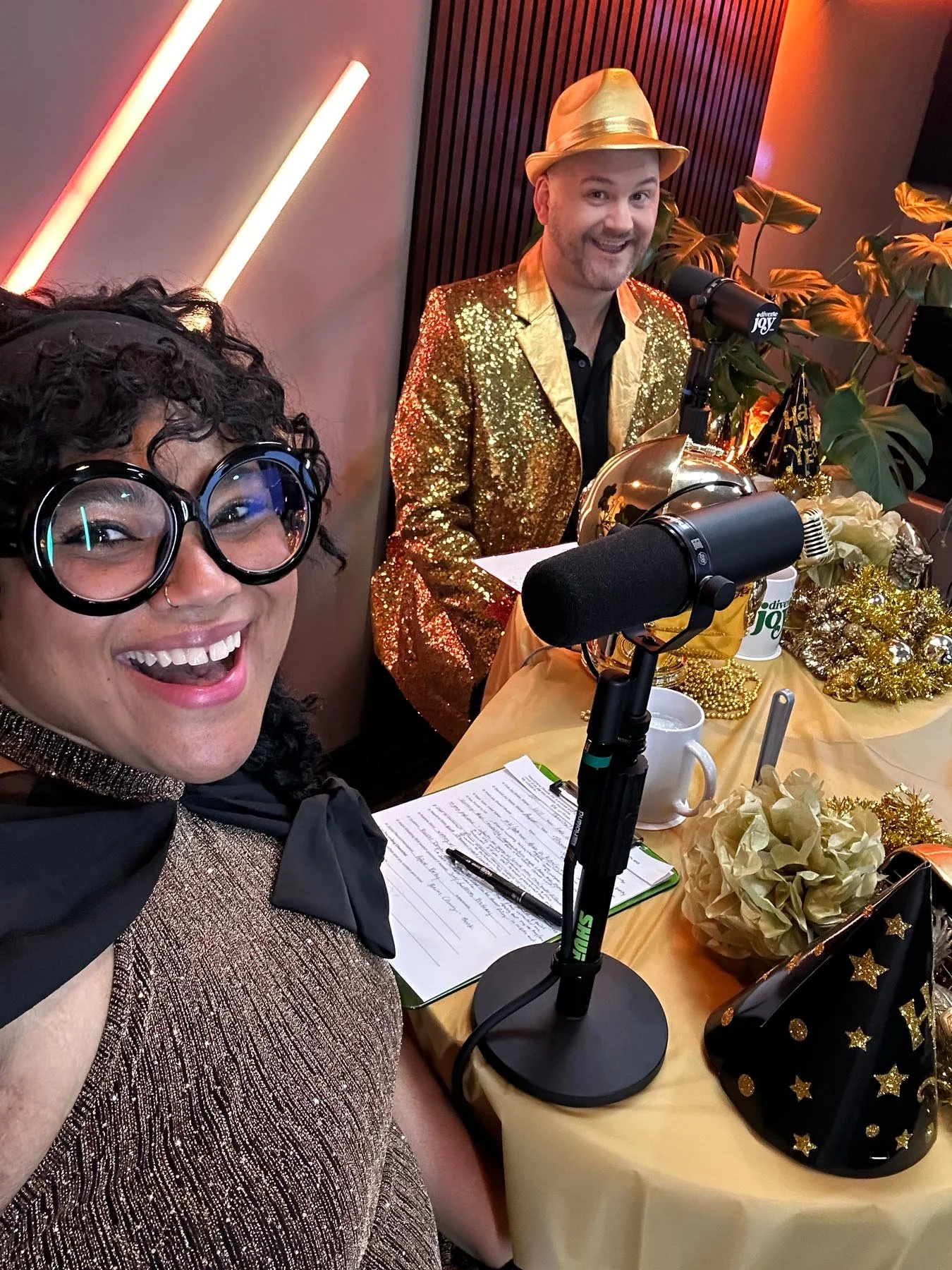 Amber and Will take a selfie before recording this episode of Diverse Joy