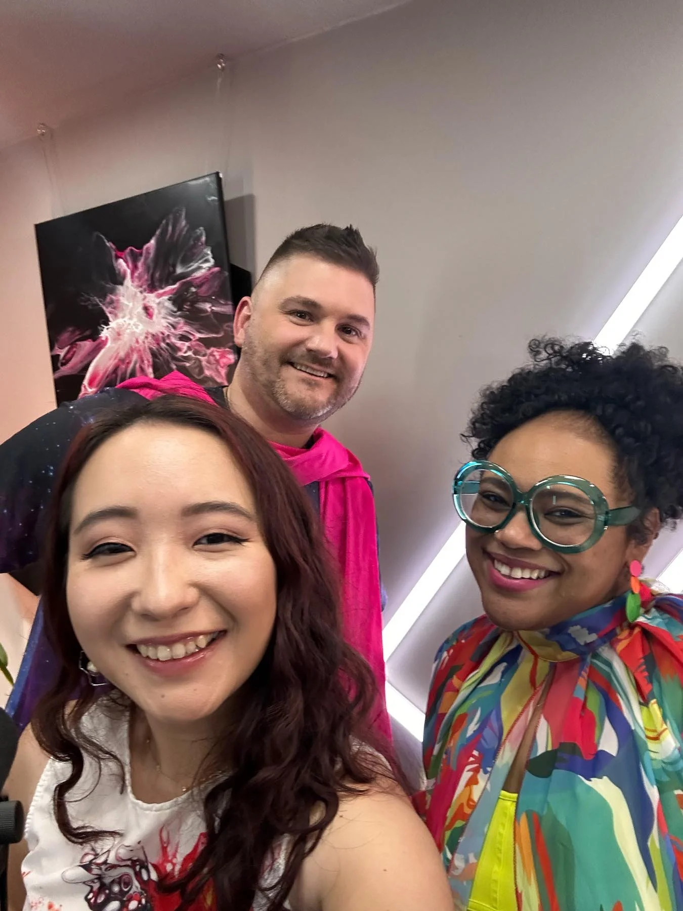 A selfie Xizhou took with Will and Amber during the recording session