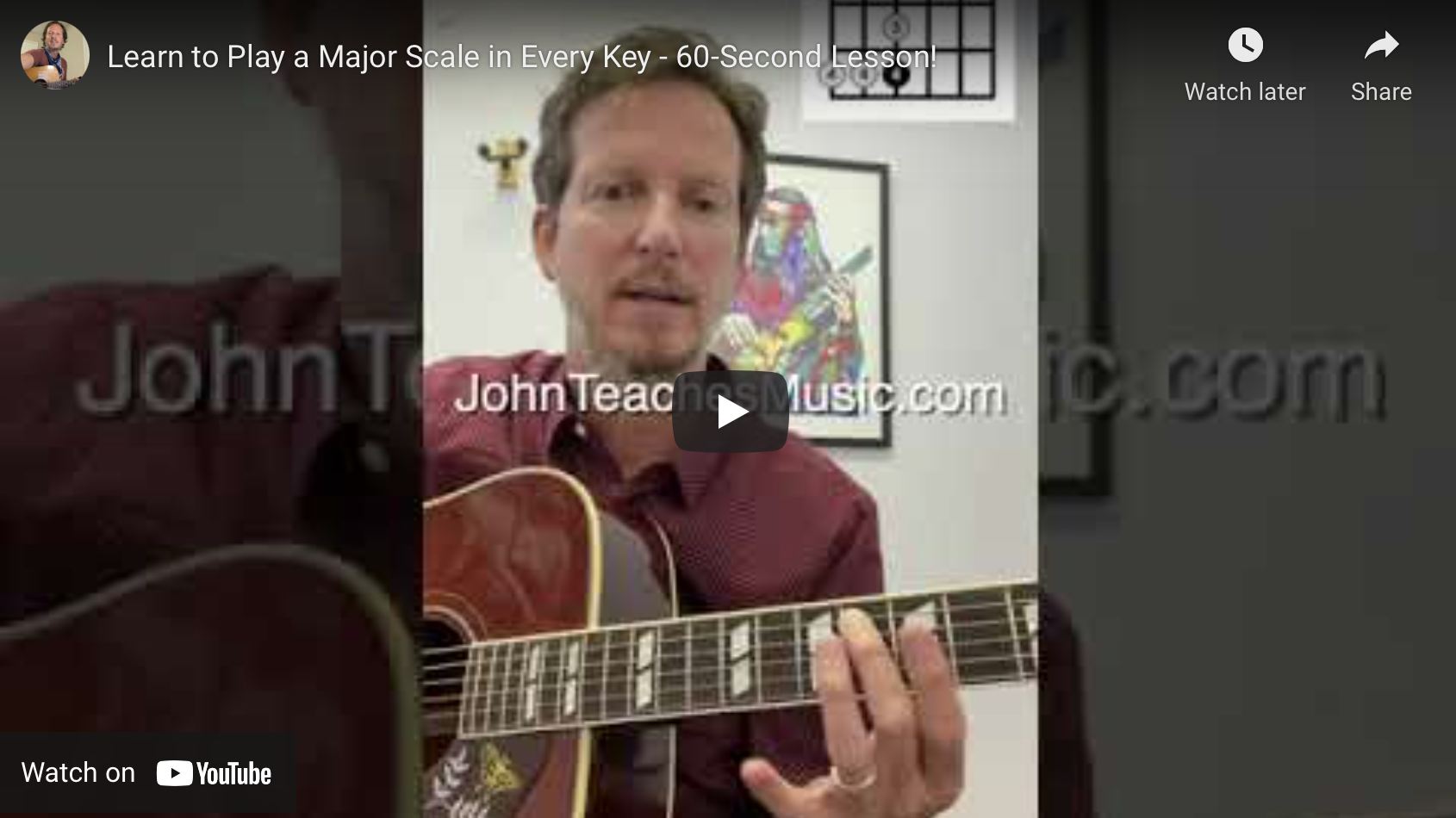 Play a Major Scale in Every Key - 60-Second Lesson! 1 octave on the 6th and 5th strings!