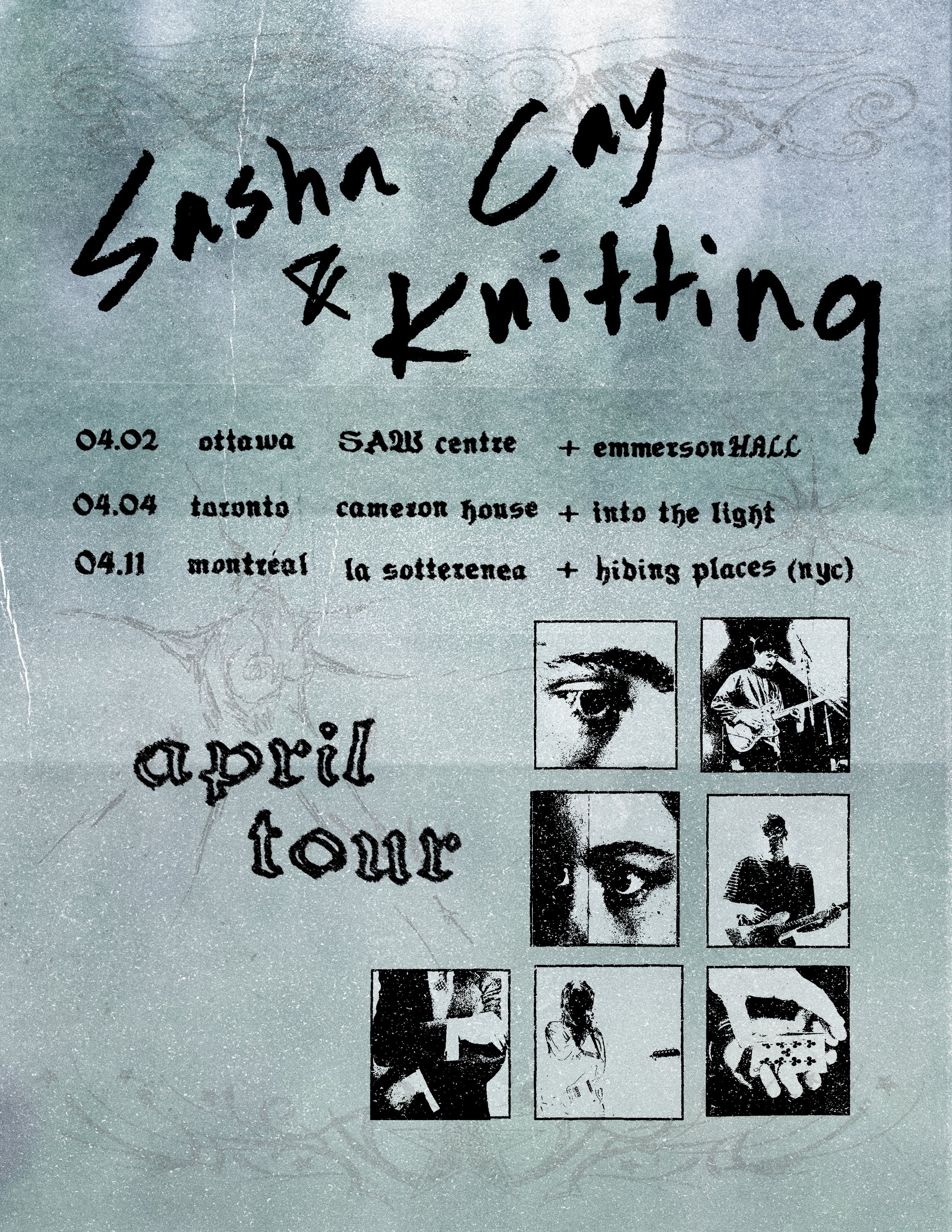 tour poster for knitting x Sasha Cay