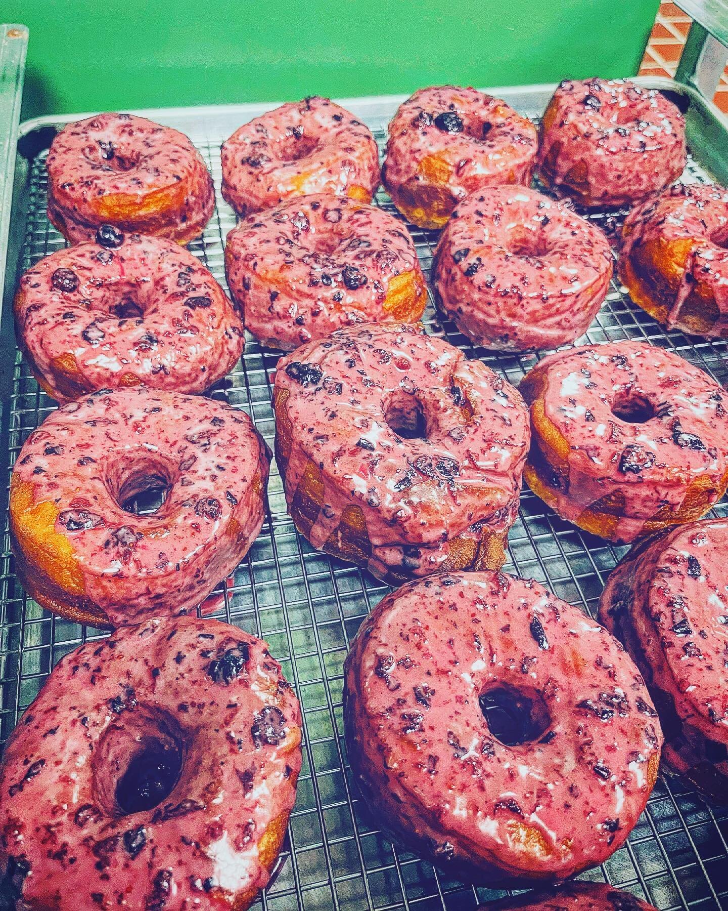 It&rsquo;s DOUGHNUT DAY!!!! Come in today, tomorrow and Sunday and get some doughnuts and apple fritters. Doughnut be late 😊. #vegan #doughnuts #vegandonuts #cafe #yum #coffee #delicious #food #vegantweets