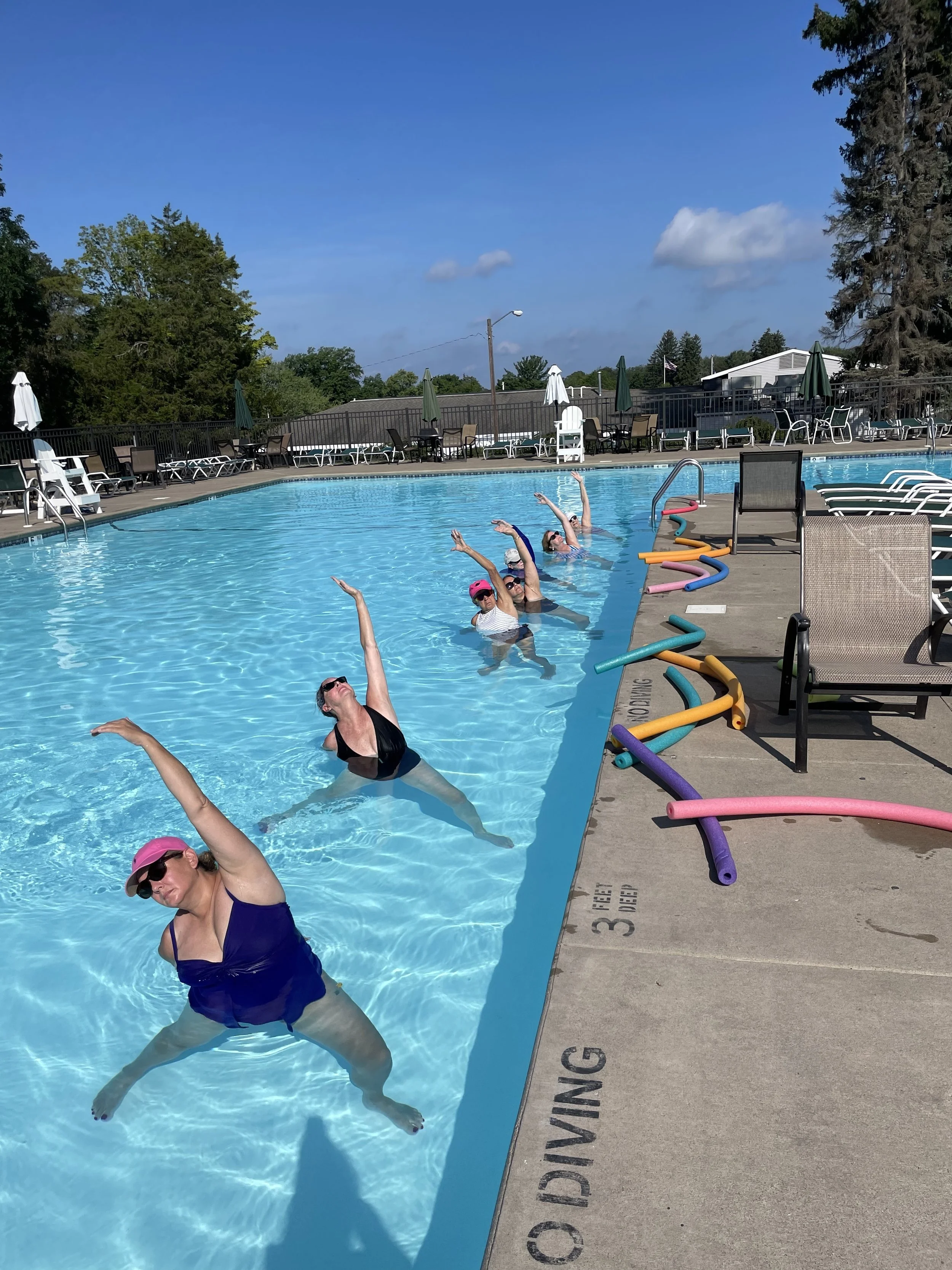 Students practicing Aqua Yoga with Jaya Yoga at Glen Oak Country Club in Clarks Summit, Pennsylvania.