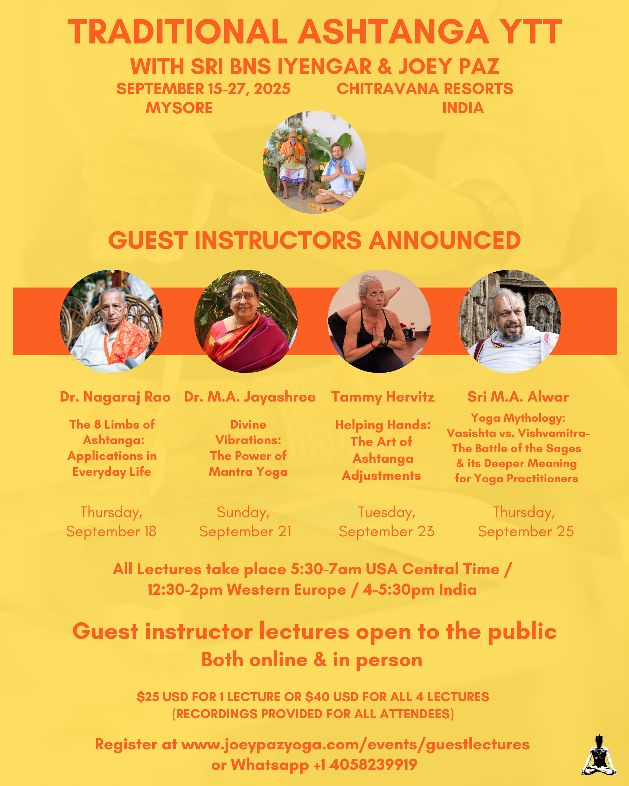 BNS Iyengar September YTT Guest Lectures