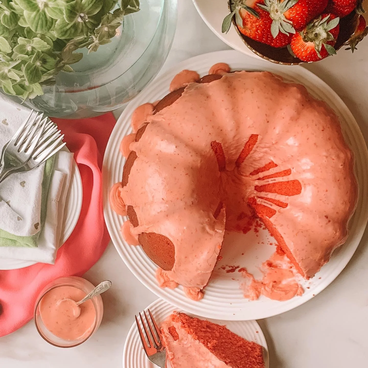 Strawberry Pound Cake with the BEST Strawberry Glaze