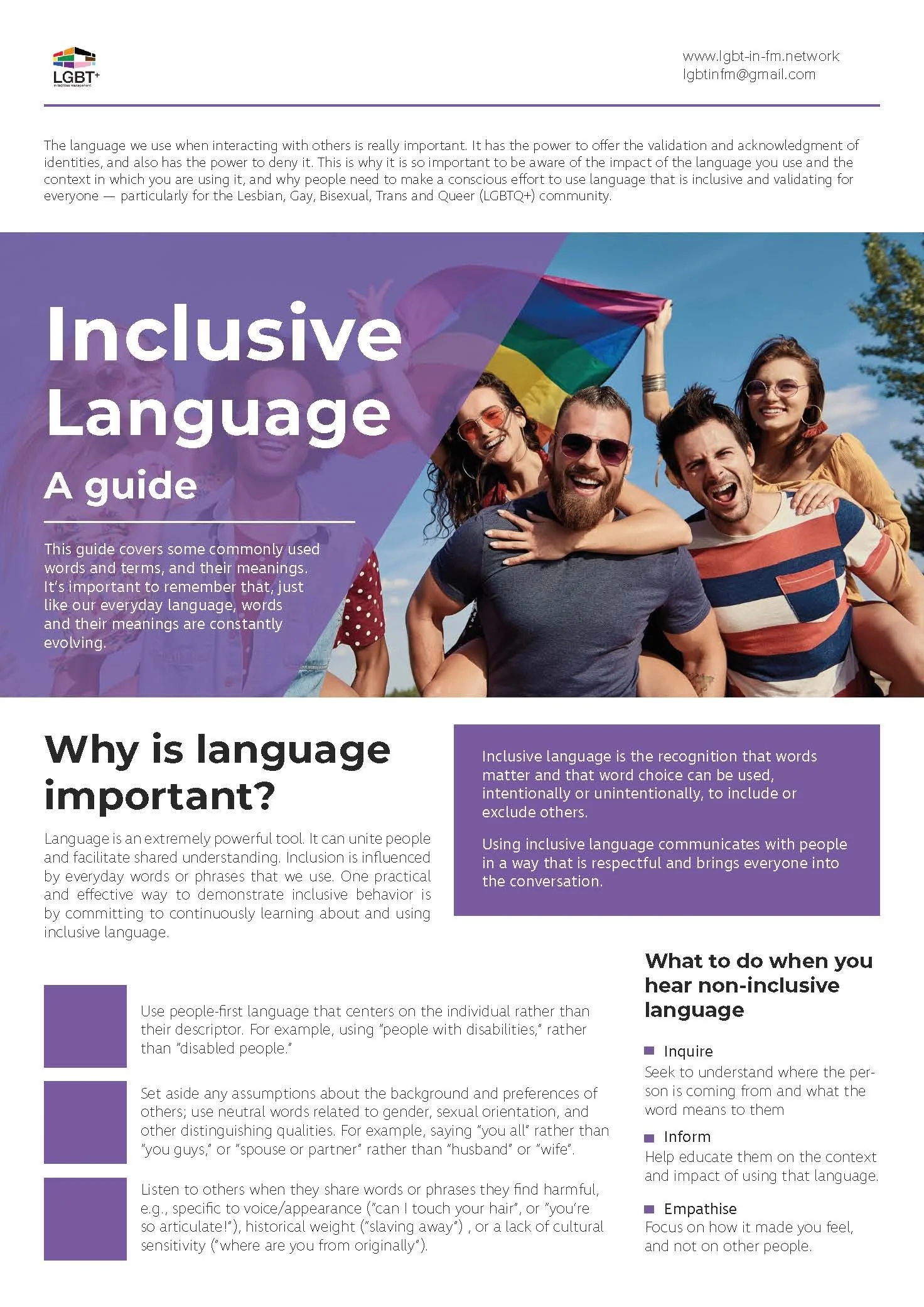 Inclusive Language Guide — LGBT+ in FM