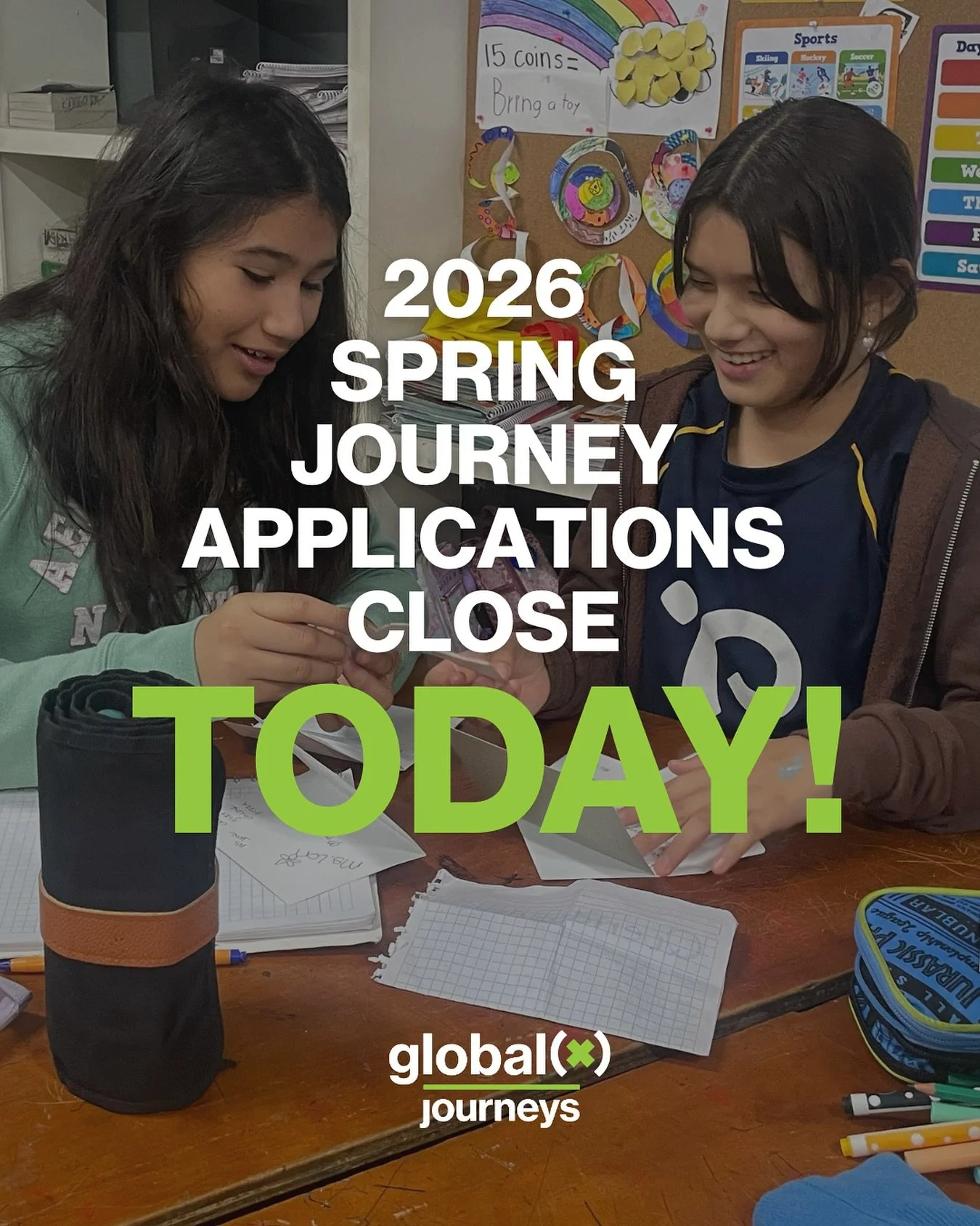 Don&rsquo;t miss your chance to experience the impact a global(x) journey can have. You&rsquo;ll serve others, build meaningful relationships, and grow in your faith along the way. So much good happens when you say YES! Applications close today. For 