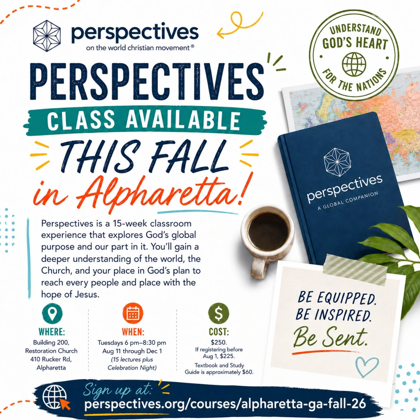 Want to better understand God's heart for the nations? 

If you've ever wondered how God's global mission fits into the bigger story of Scripture, Perspectives is one of the best opportunities to explore it. Whether you're considering a future missio