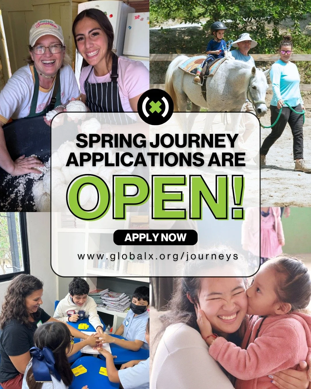 Leave the everyday behind for a little while and say YES to the invitation. Follow God somewhere new and see what happens when you&rsquo;re willing to just go.

Family and adult journey applications are now open for Spring 2027! #goglobalx